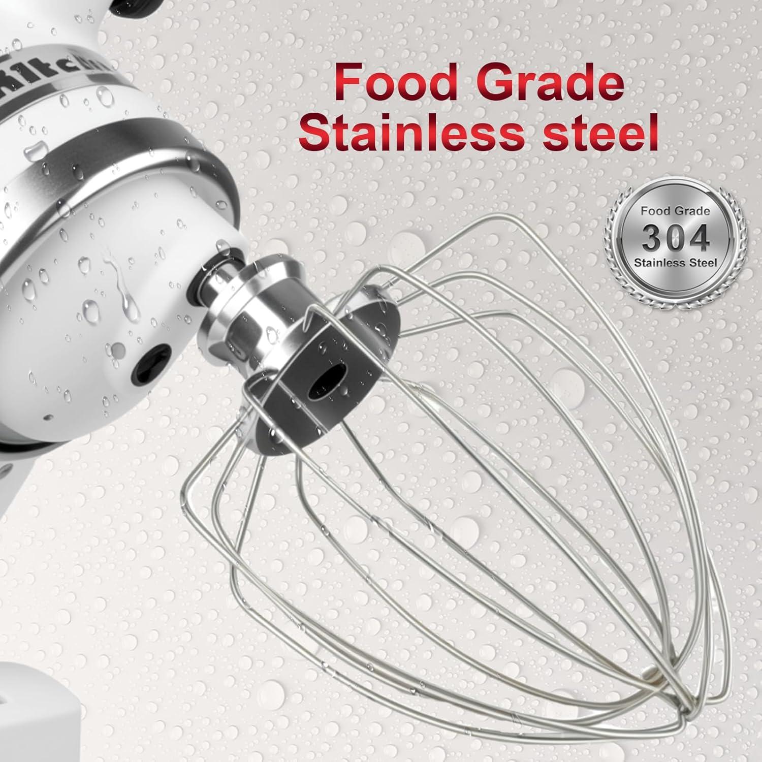 Batidor de 6 Alambres GuanQiao para KitchenAid 4.5-5 QT Acero Inoxidable