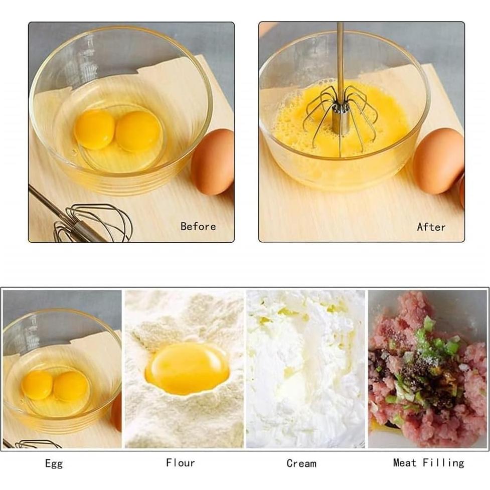 Batidor de Huevos Semi-Automático Howfulcheer 35.56cm Acero Inoxidable