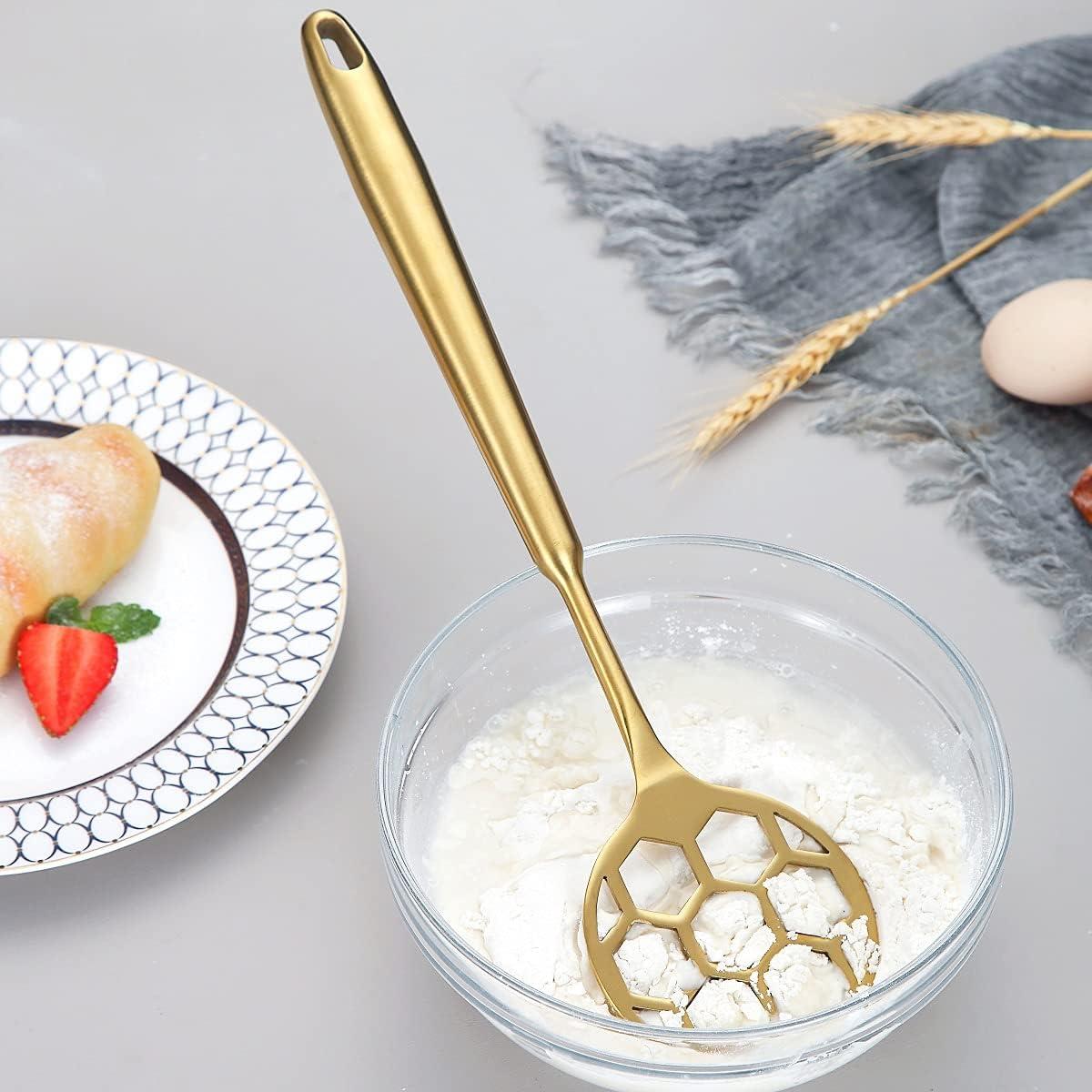 Batidor de Masa HOMQUEN Dorado 33 cm Acero Inoxidable Apto Lavavajillas