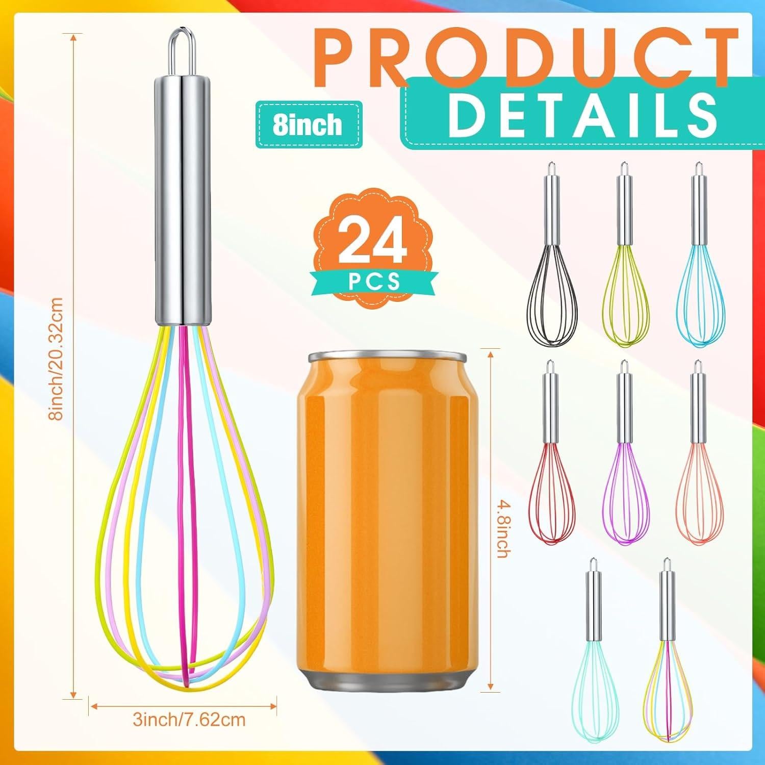 Set de 24 Batidores de Silicona Domensi 20.5 cm Coloridos