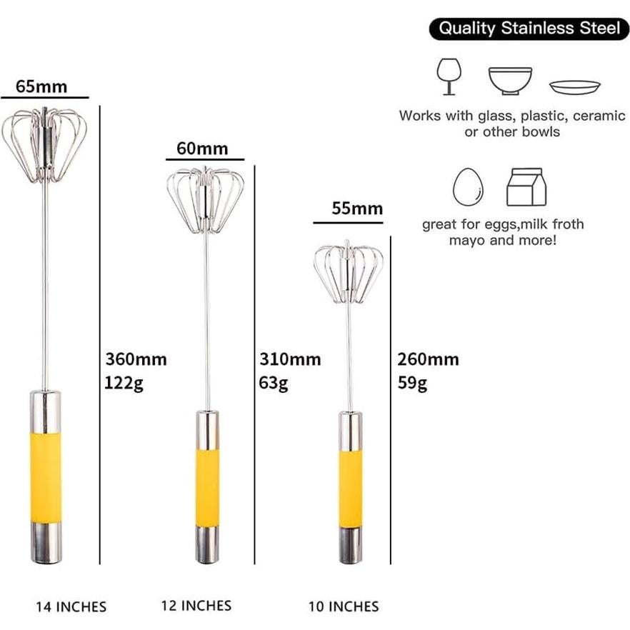 Batidor Semiautomático Howfulcheer 35.6 cm Acero Inoxidable Amarillo