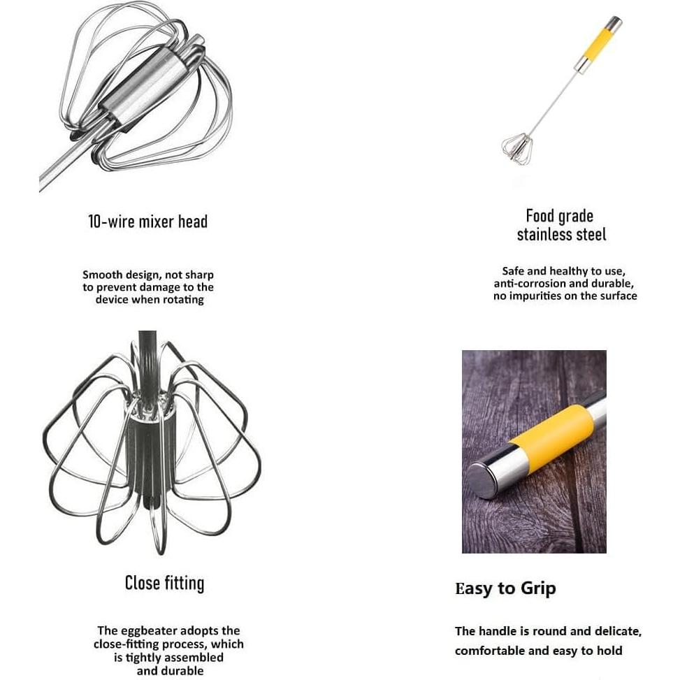 Batidor Semiautomático Howfulcheer 35.6 cm Acero Inoxidable Amarillo