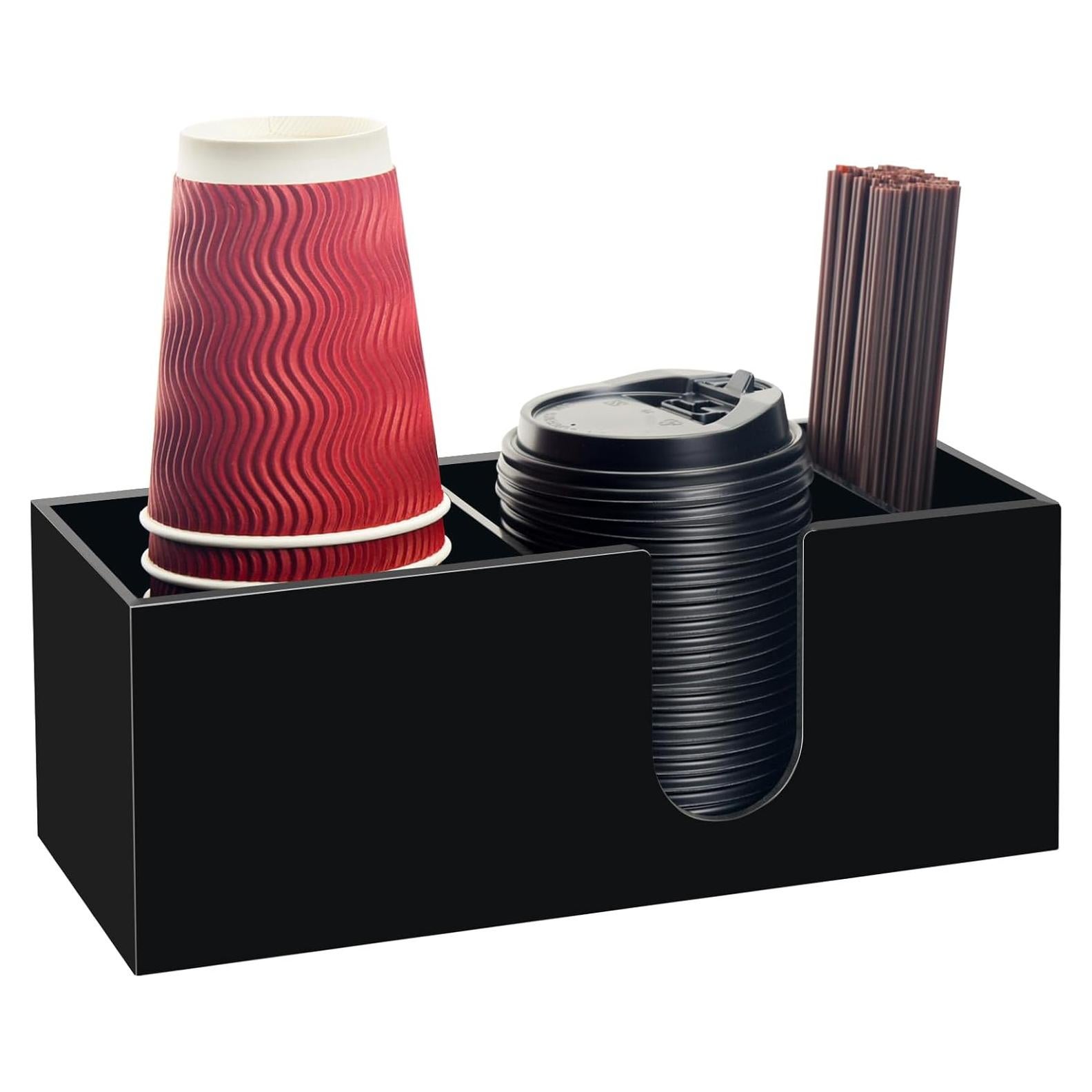 Organizador de Bar de Café Beitiny Negro Acrílico 3 Compartimentos