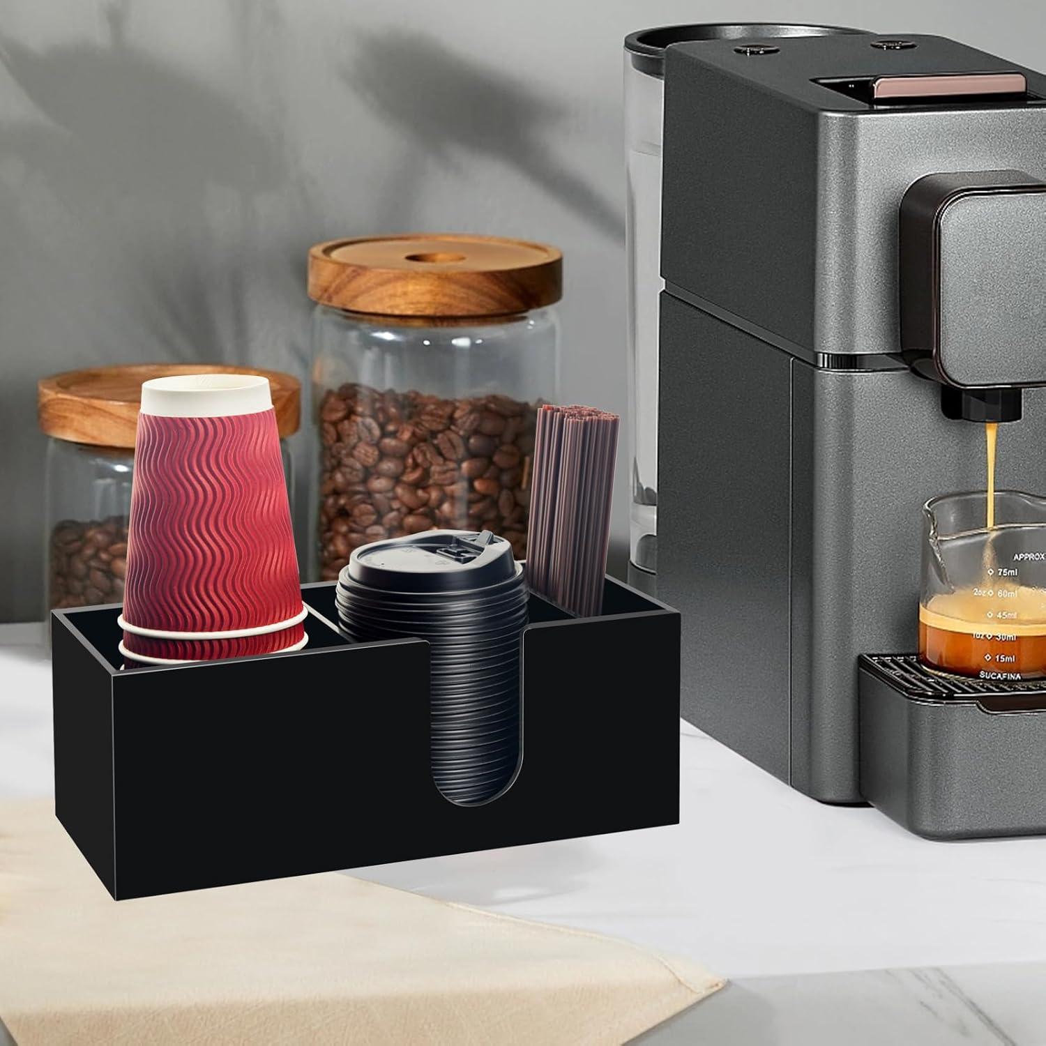 Organizador de Bar de Café Beitiny Negro Acrílico 3 Compartimentos