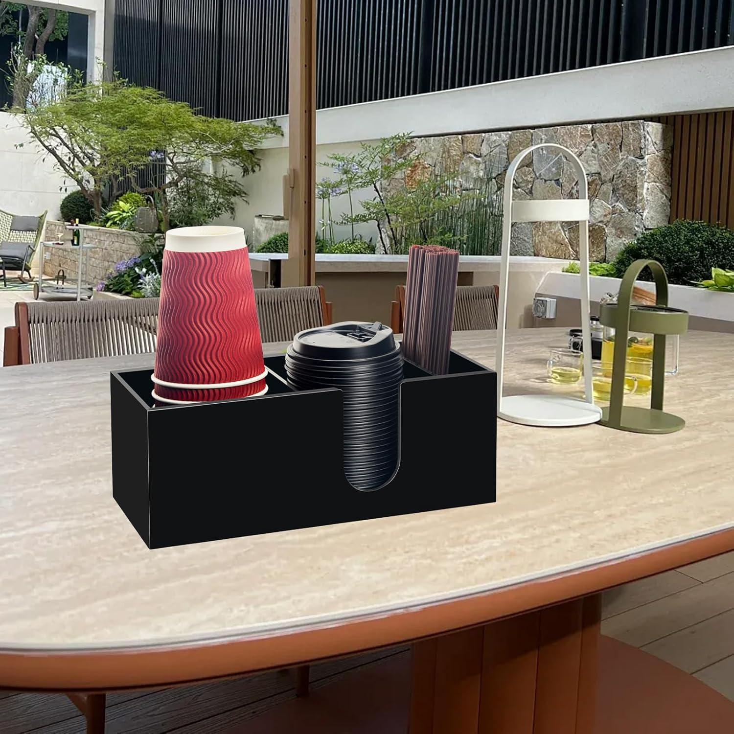 Organizador de Bar de Café Beitiny Negro Acrílico 3 Compartimentos