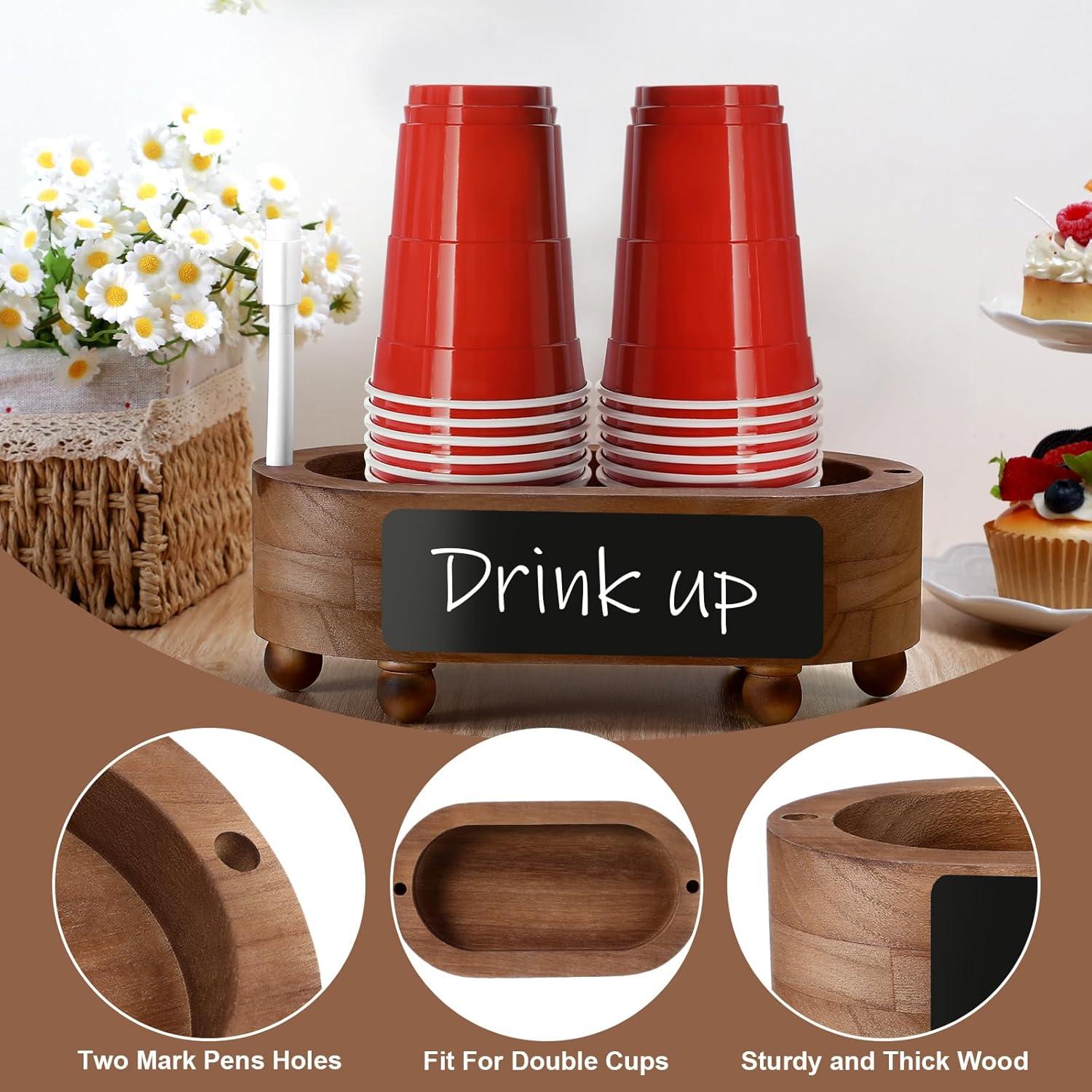 Soporte de Tazas de Madera Doble Patelai con Marcador