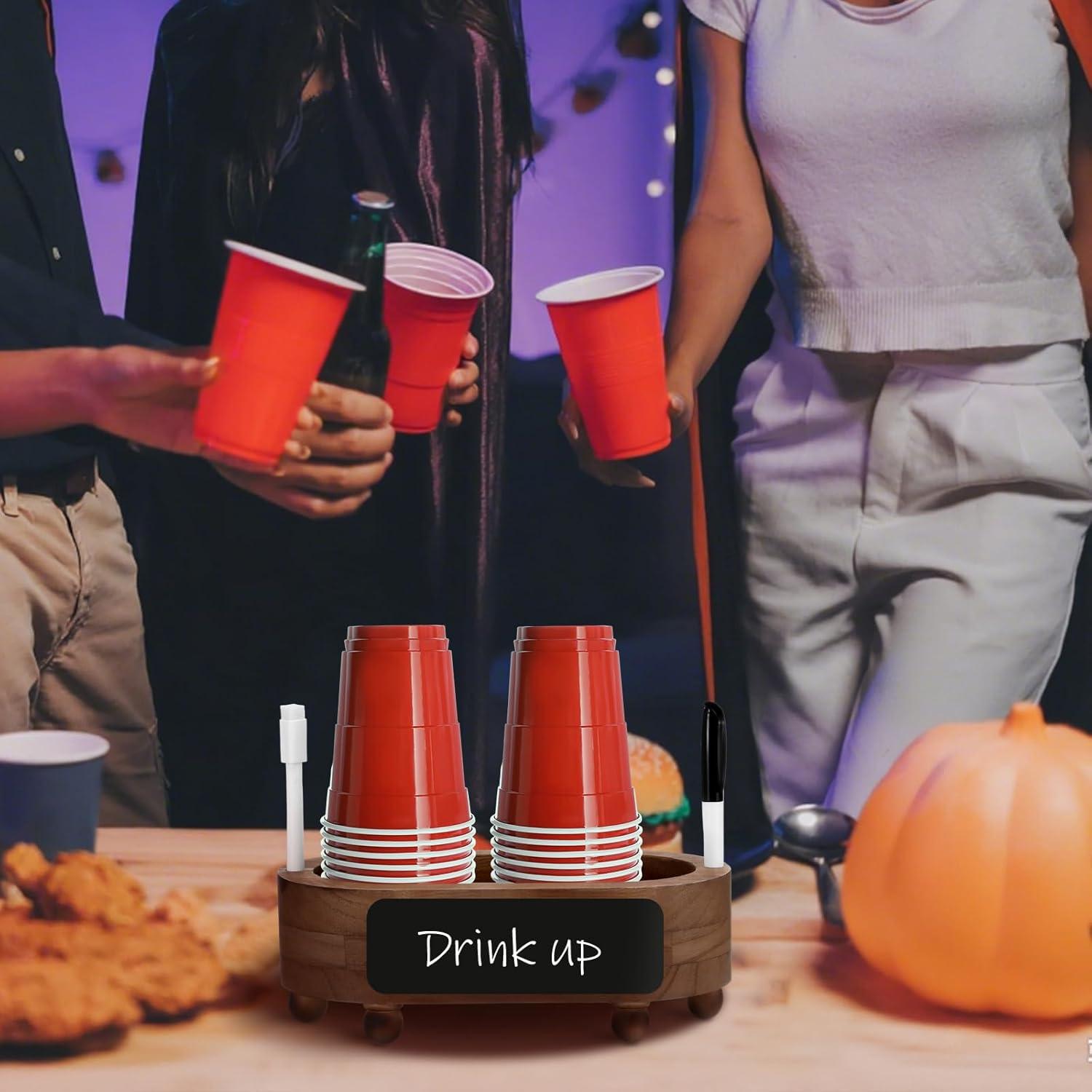 Soporte de Tazas de Madera Doble Patelai con Marcador