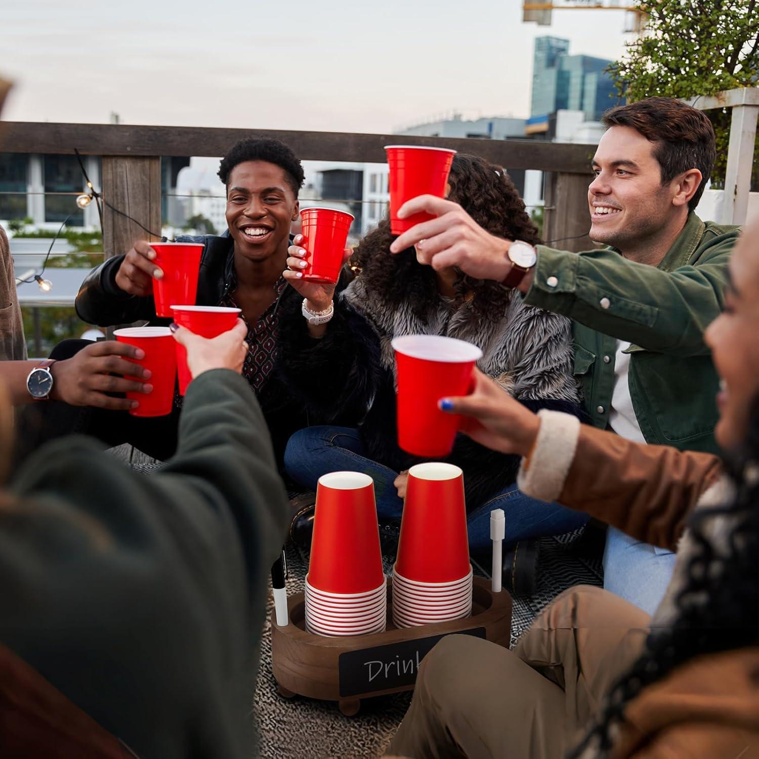 Soporte de Tazas de Madera Doble Patelai con Marcador