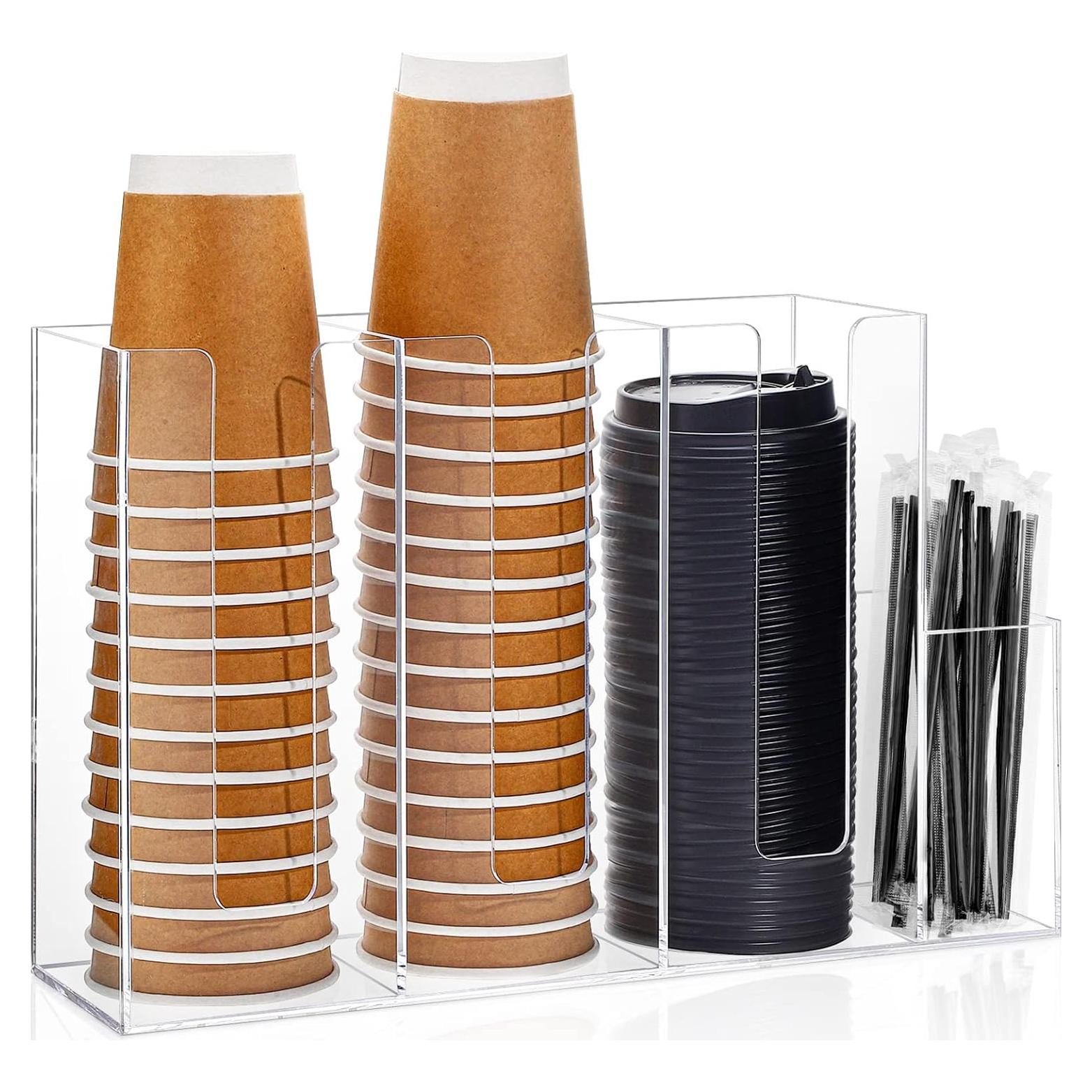 Organizador de Tazas de Acrílico Cunhill 4 Compartimentos Transparente