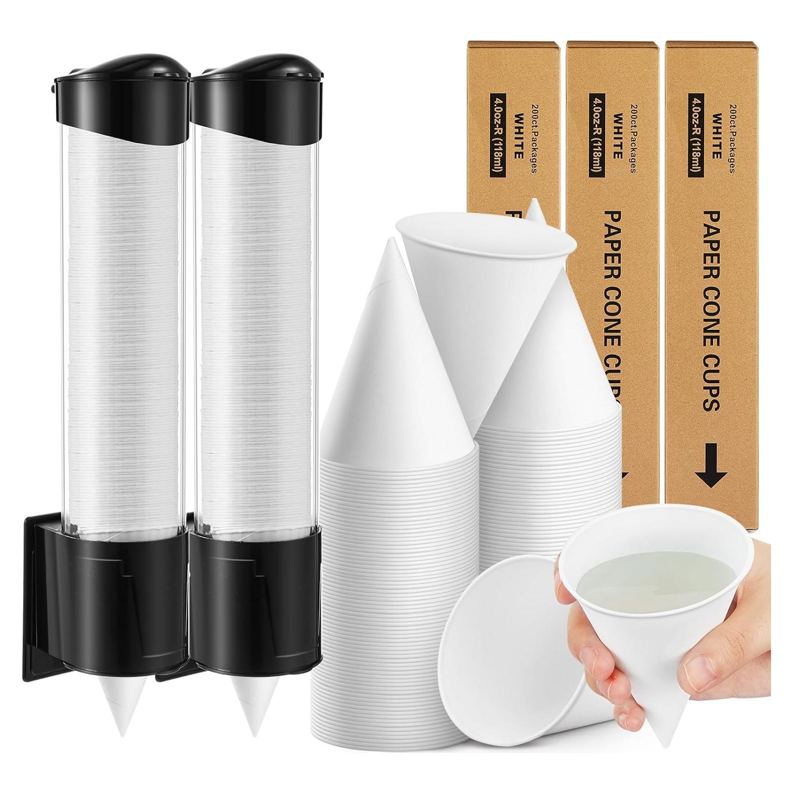 Tazas de Papel en Forma de Cono Roshtia 600 Pcs 113 ml con Dispensador