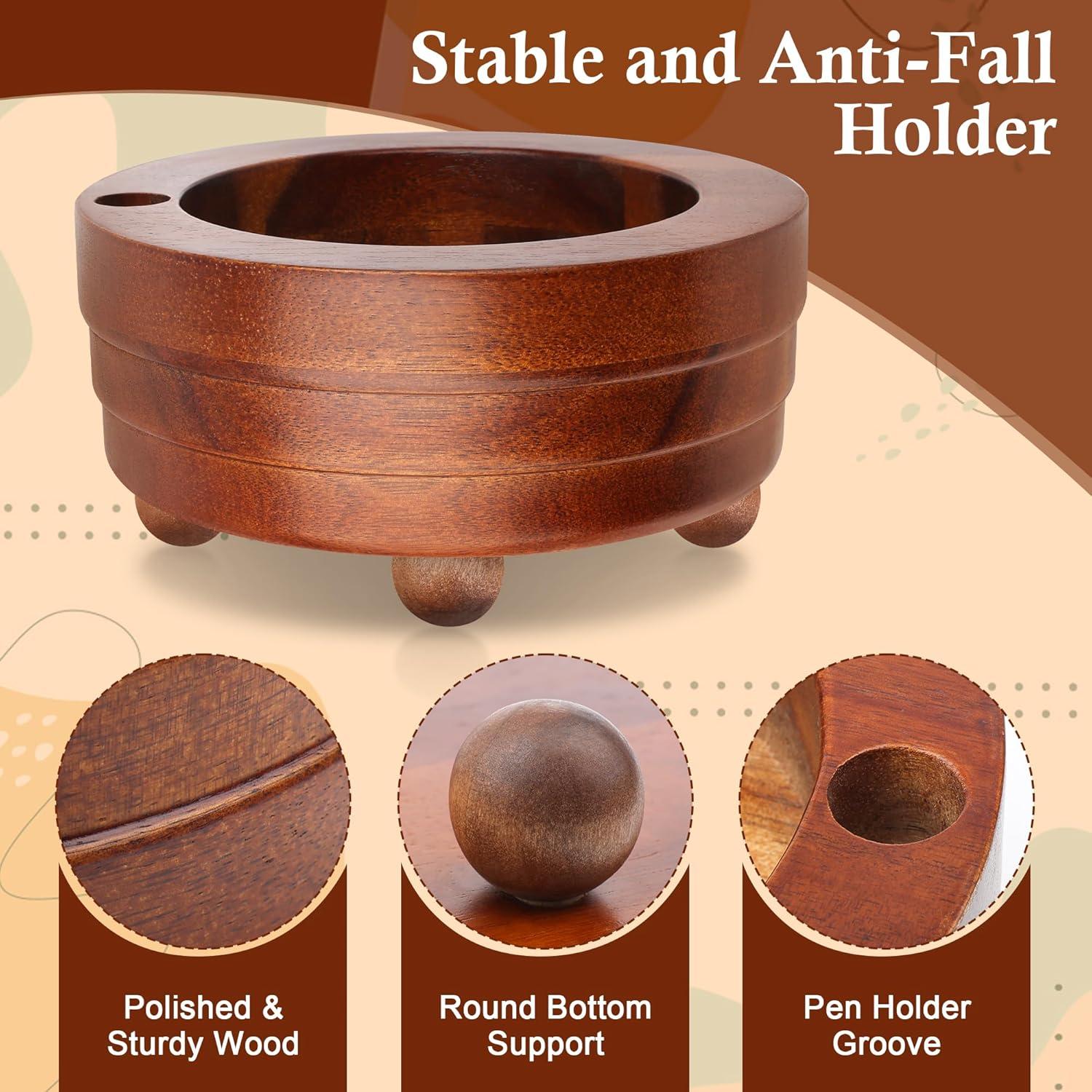 Soporte de Tazas de Madera AngleKai con Marcador 15.6x15.6cm