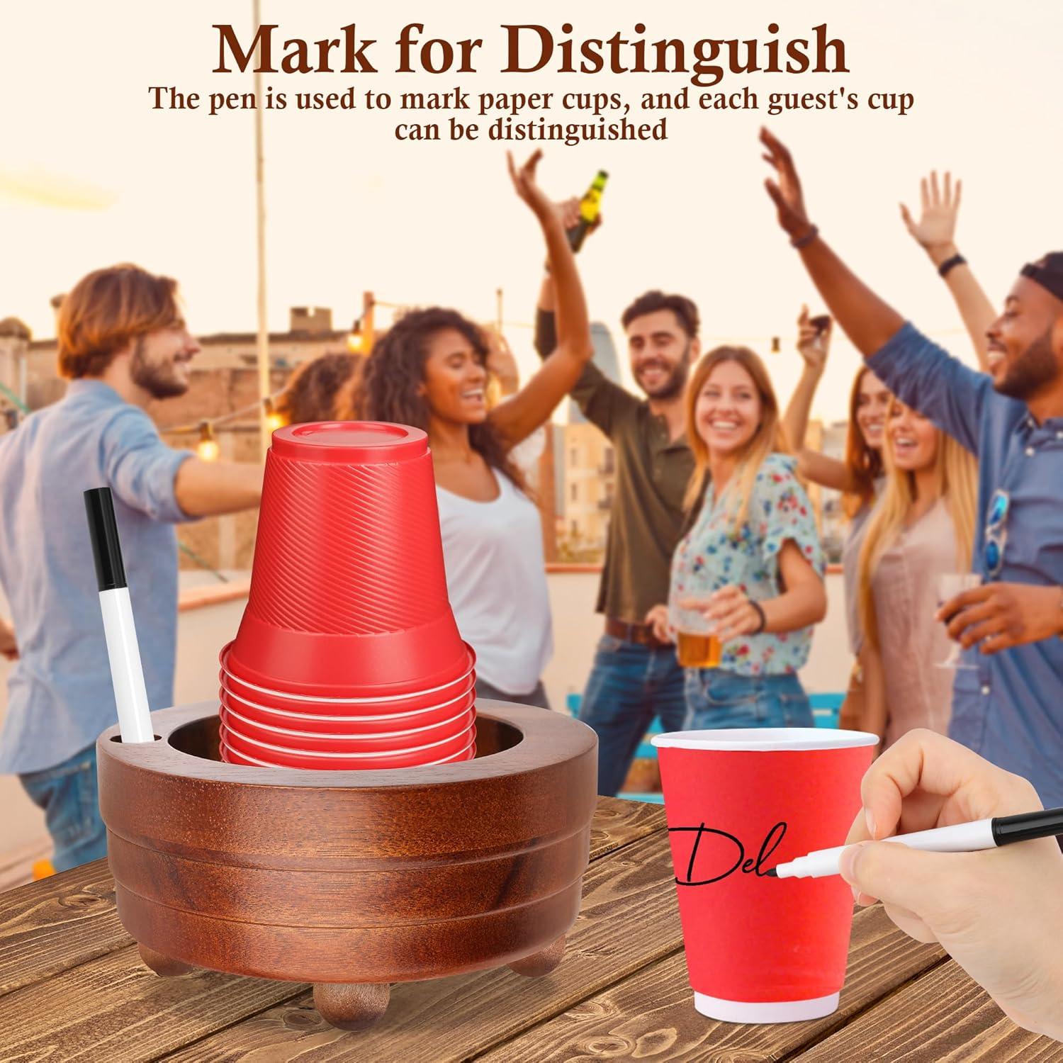 Soporte de Tazas de Madera AngleKai con Marcador 15.6x15.6cm