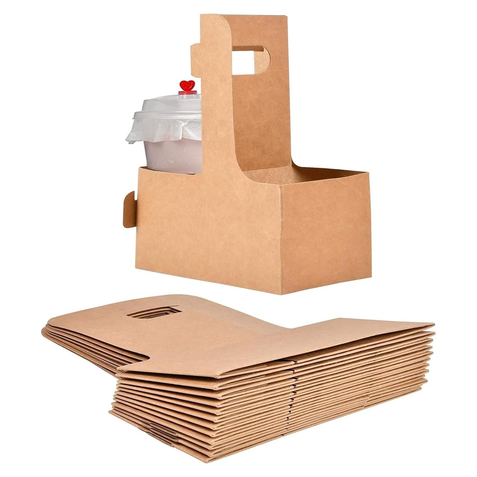 Paquete de 20 Porta Bebidas de Cartón Kraft para 2 Tazas