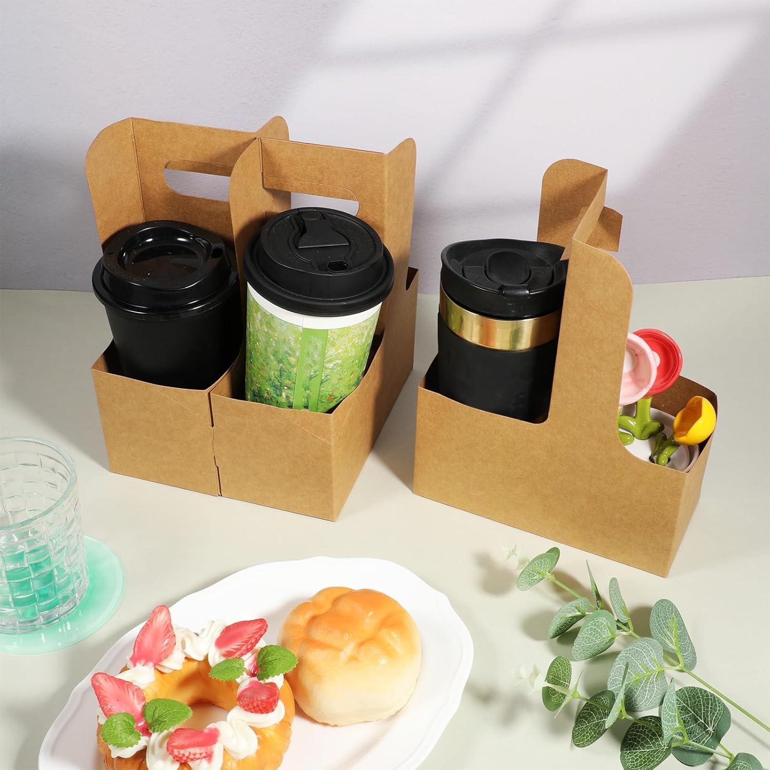 Paquete de 40 Portavasos de Cartón Blanco MAQUITA para 2 Tazas