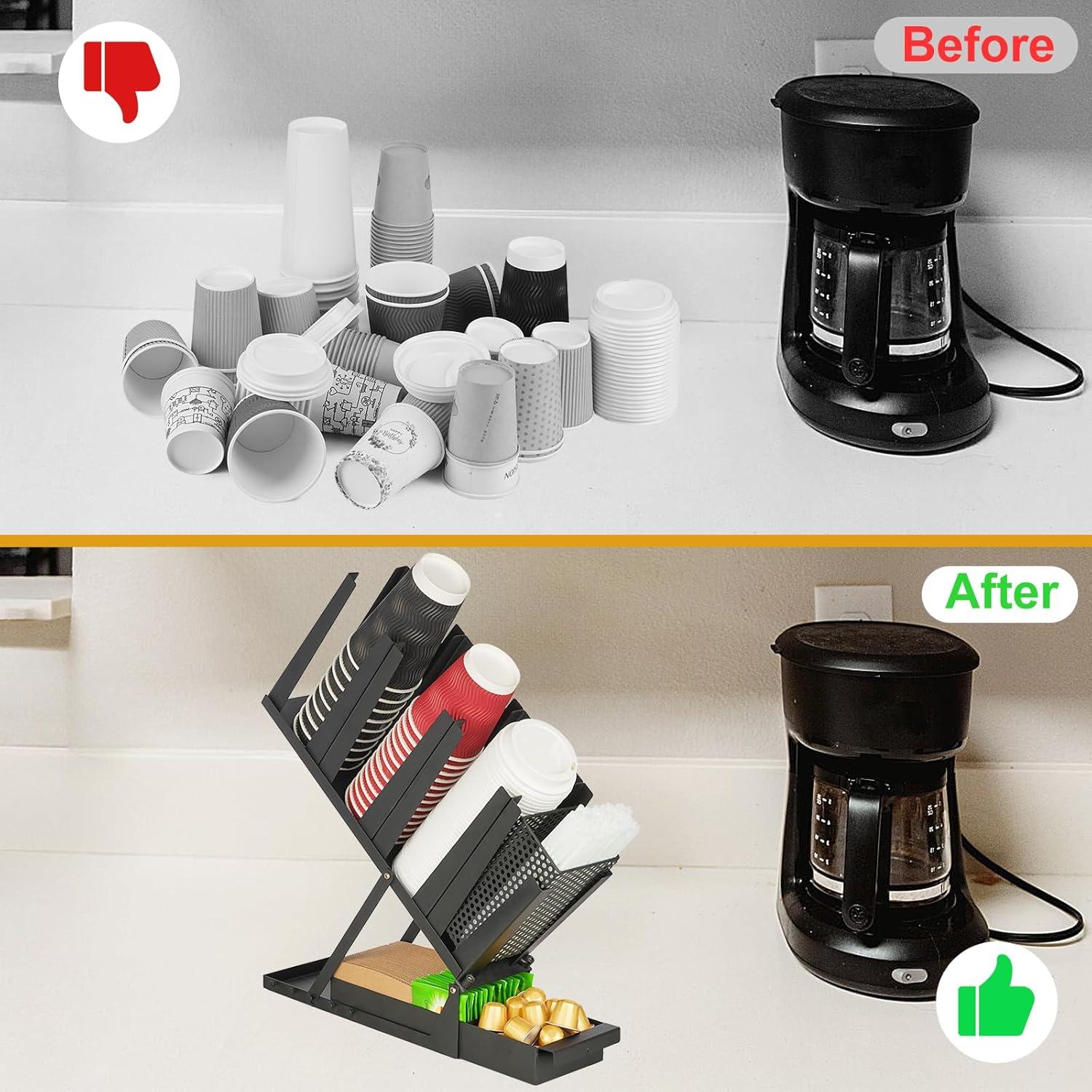 Dispensador de Tazas de Café Samhe 5 Compartimentos Metal Negro