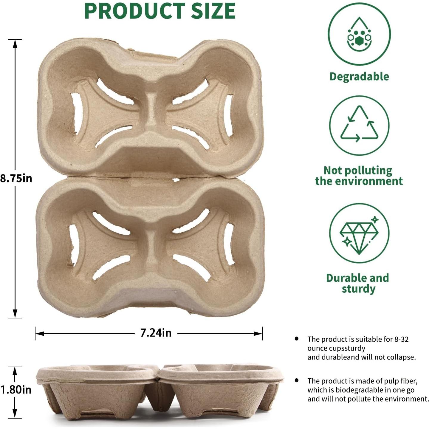 Portavasos Desgarrable UBozeuiv 4 a 2 Tazas Biodegradable