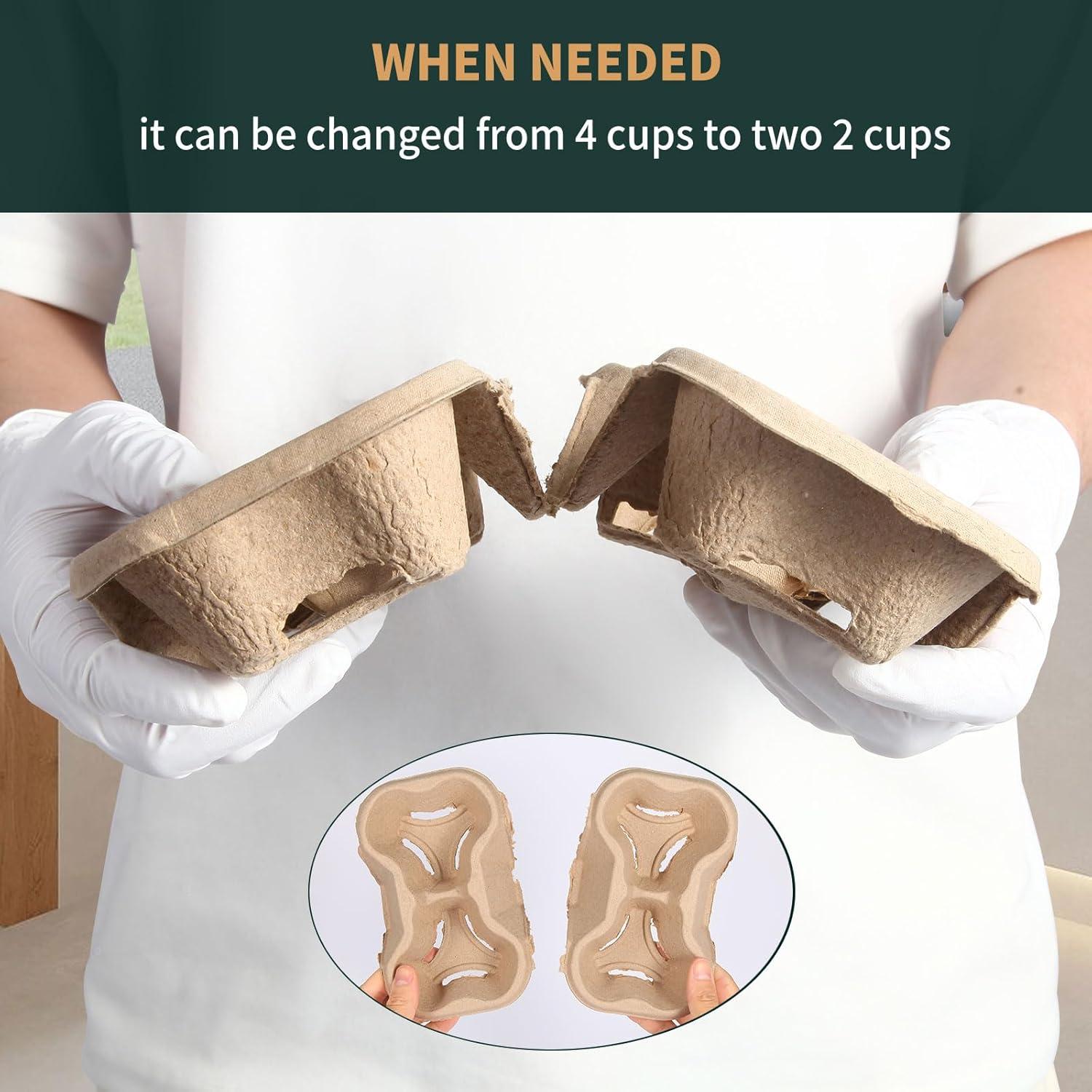 Portavasos Desgarrable UBozeuiv 4 a 2 Tazas Biodegradable