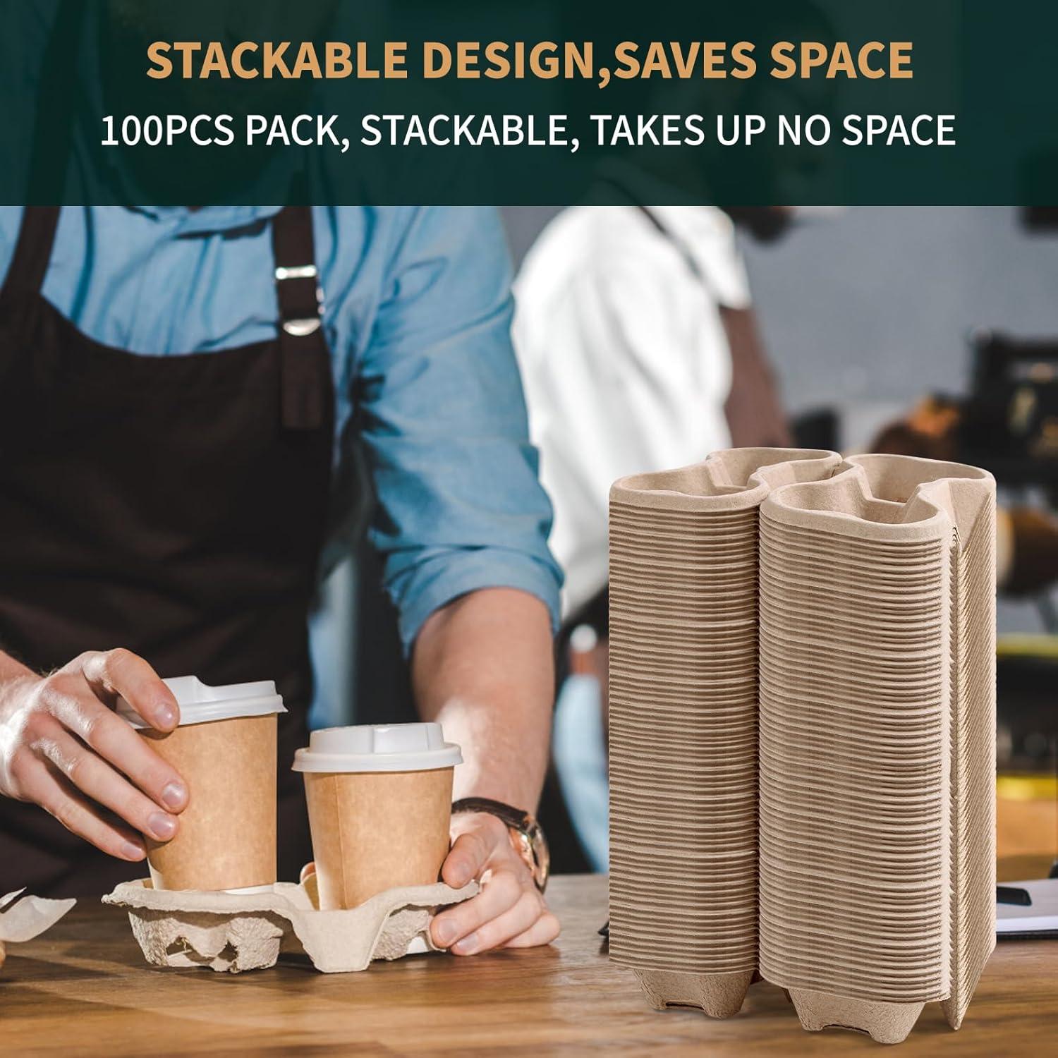 Portavasos Desgarrable UBozeuiv 4 a 2 Tazas Biodegradable