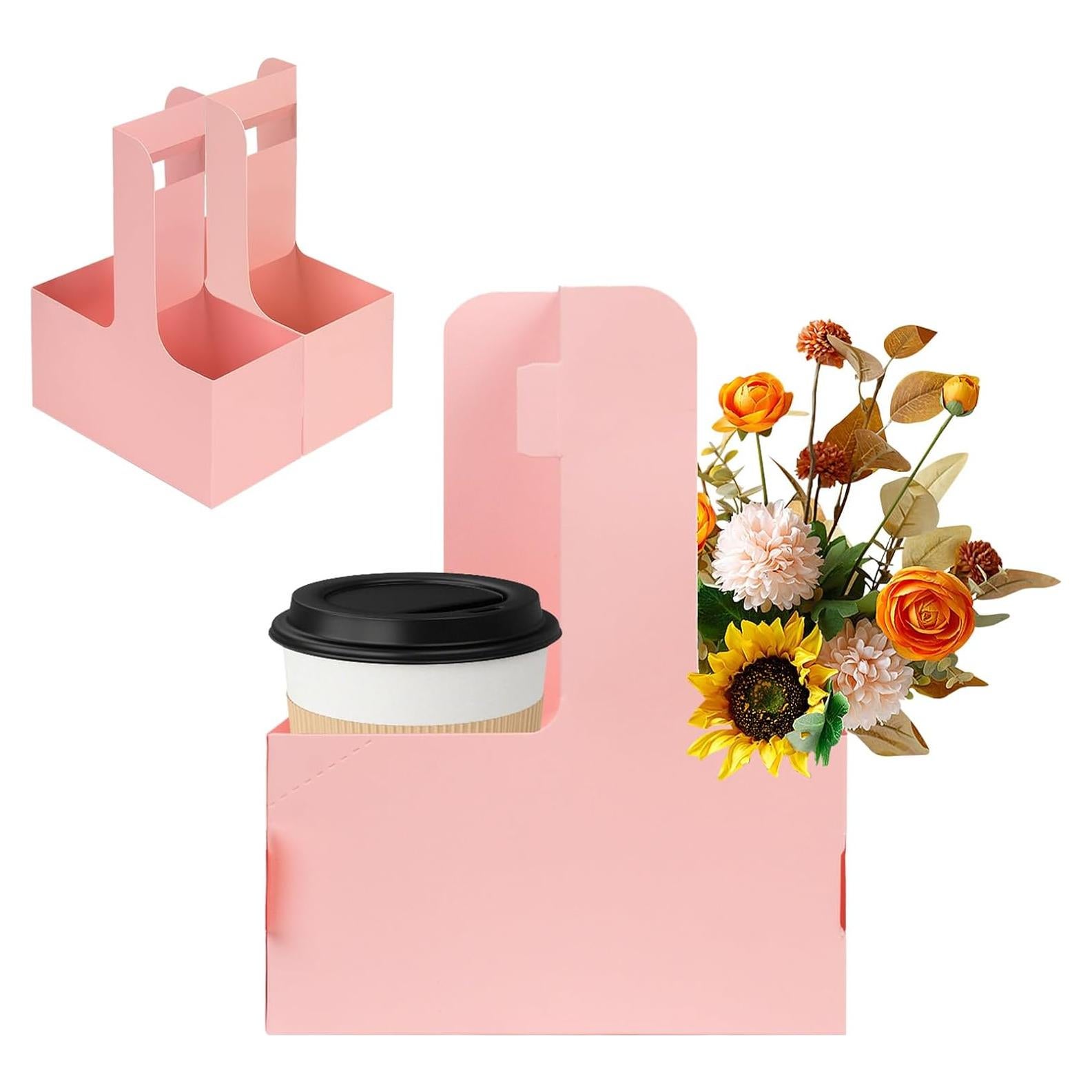 50 Soportes Desechables para Bebidas OUGEBOX Rosa 17.5x7.9cm