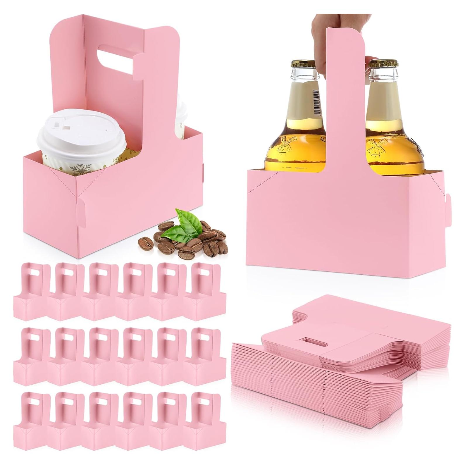 Portavasos de Cartón Kosiz 60 Pcs Rosa para 2 Tazas