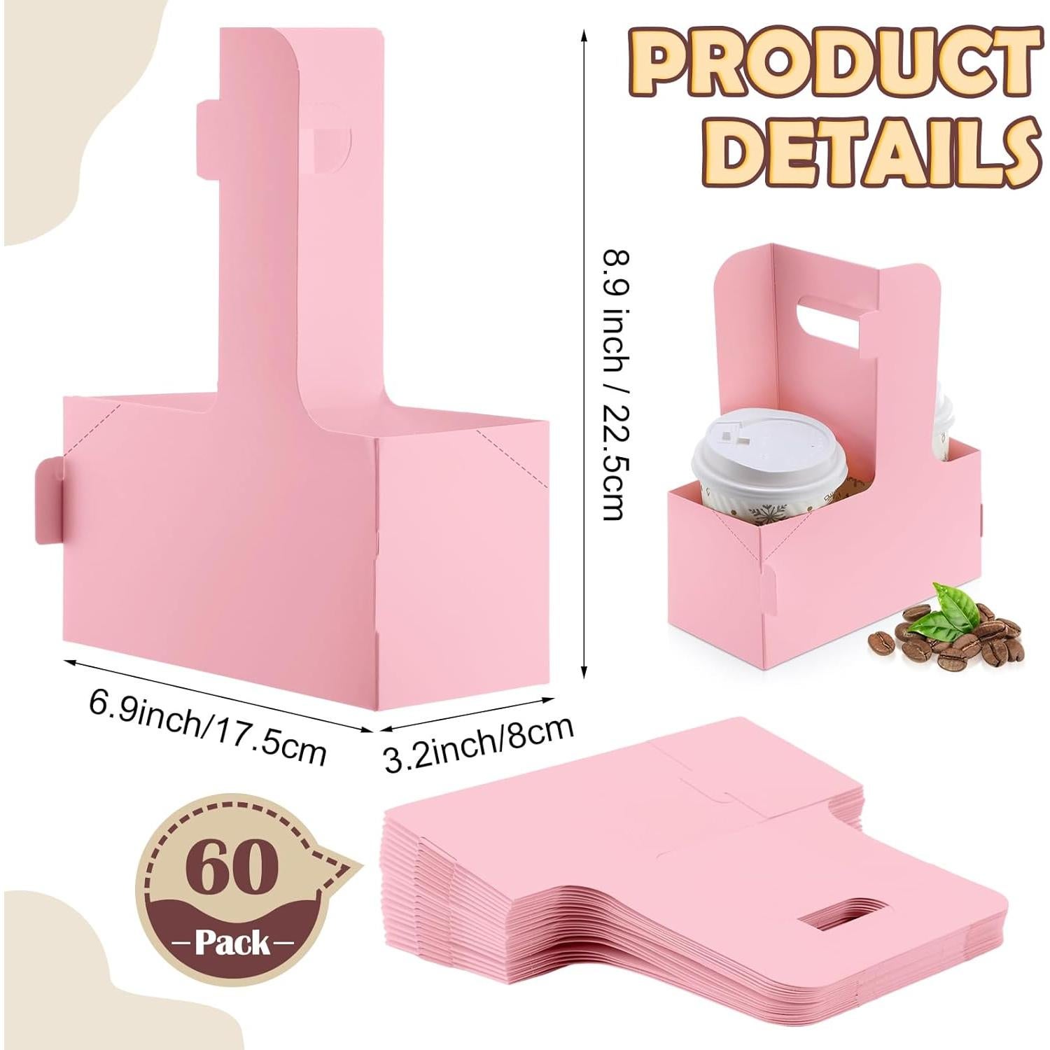Portavasos de Cartón Kosiz 60 Pcs Rosa para 2 Tazas