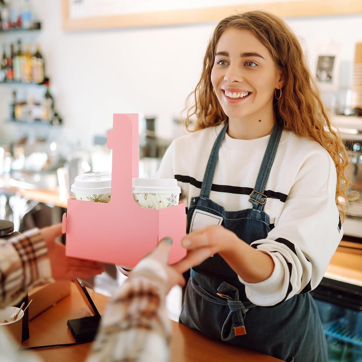 Portavasos de Cartón Kosiz 60 Pcs Rosa para 2 Tazas