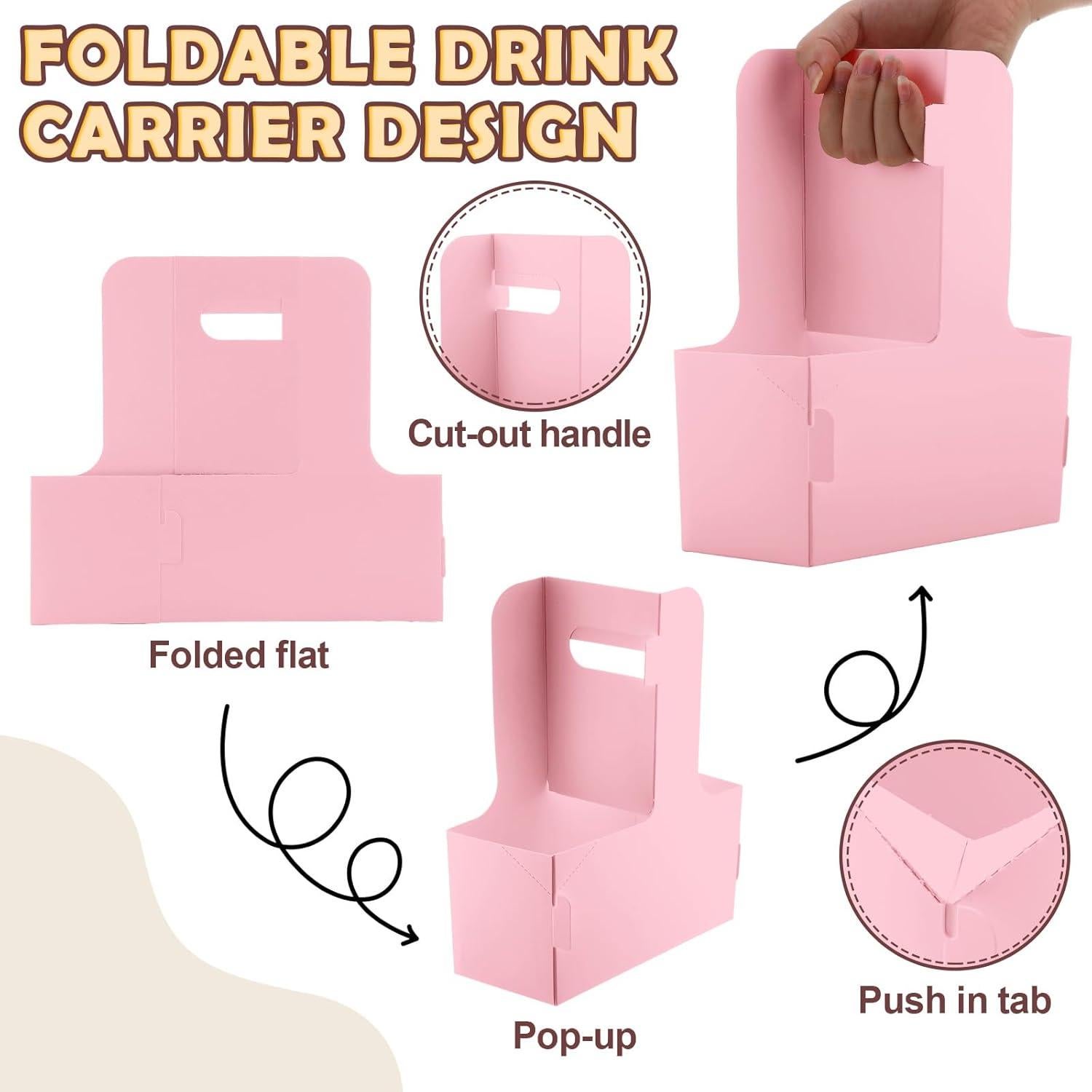 Portavasos de Cartón Kosiz 60 Pcs Rosa para 2 Tazas