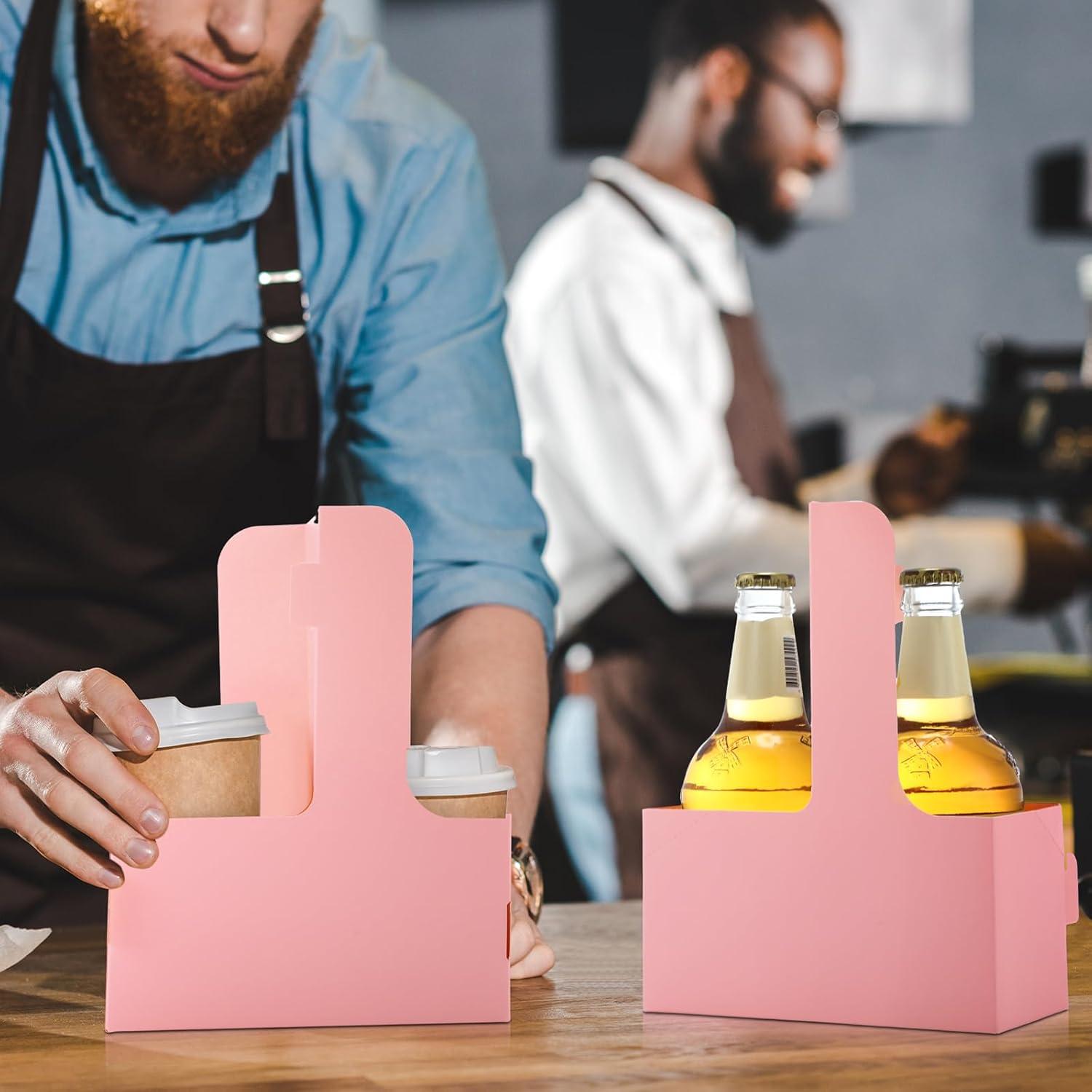 Portavasos de Cartón Kosiz 60 Pcs Rosa para 2 Tazas