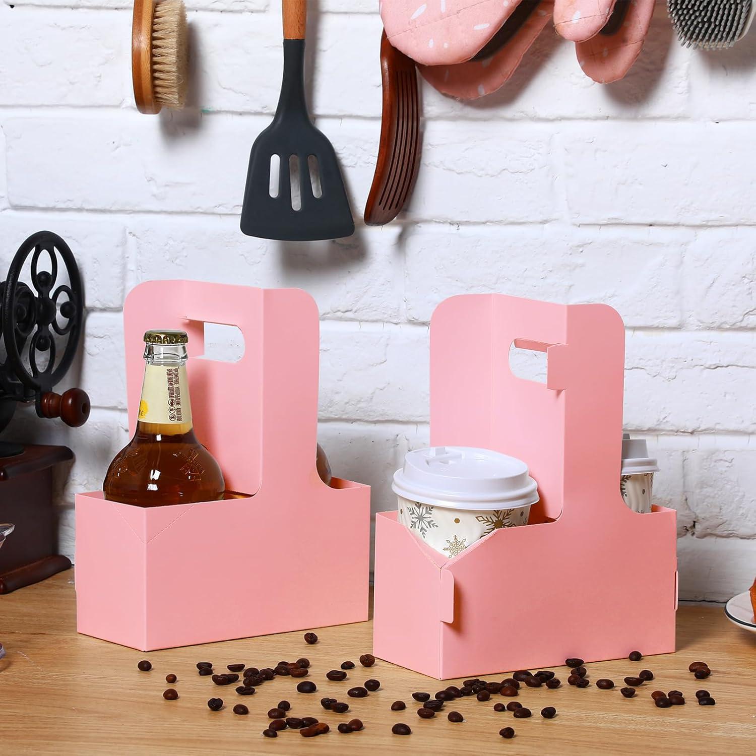 Portavasos de Cartón Kosiz 60 Pcs Rosa para 2 Tazas