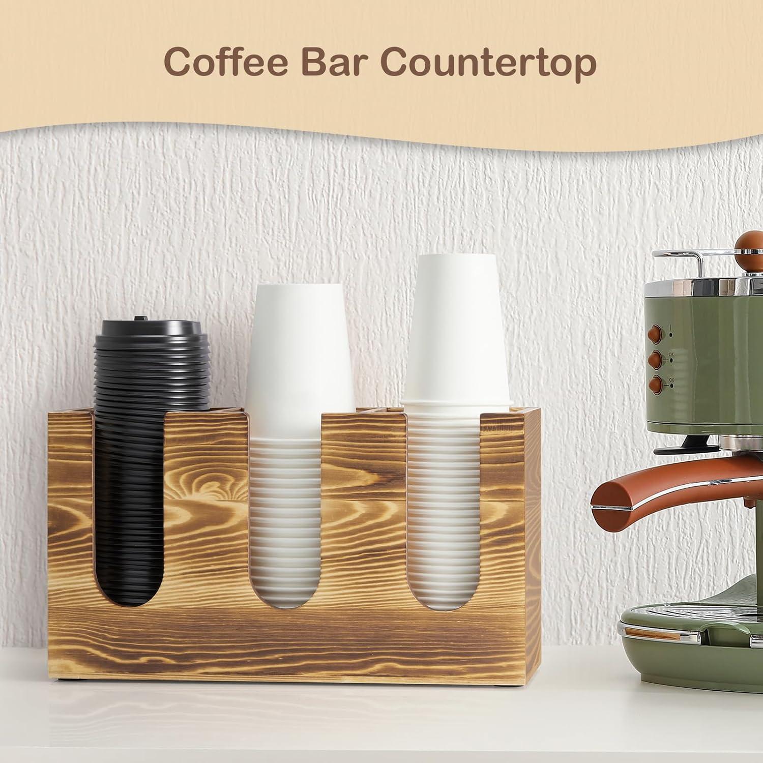 Organizador de tazas de café GCWSTJK de madera con tapa