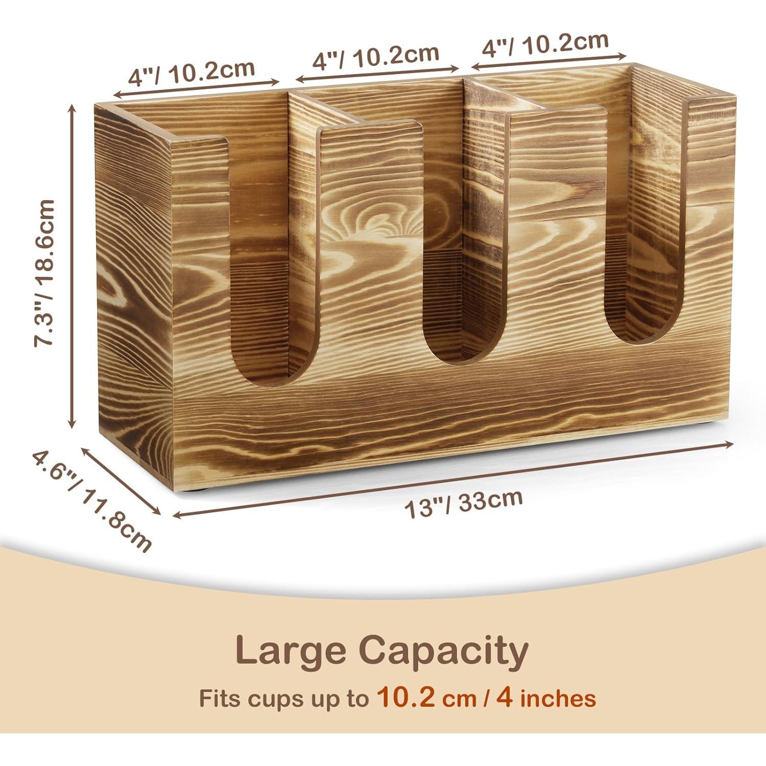 Organizador de tazas de café GCWSTJK de madera con tapa