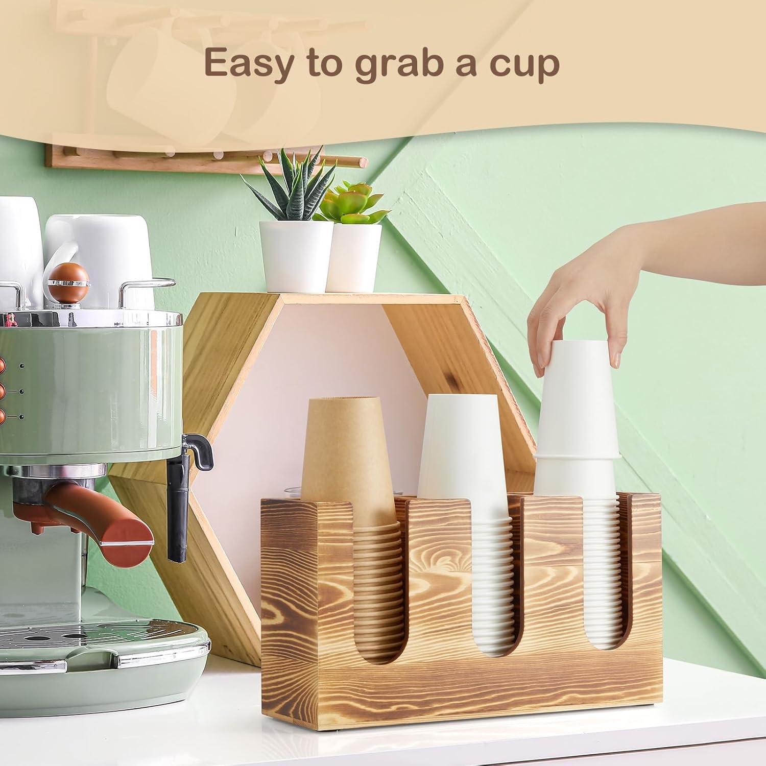 Organizador de tazas de café GCWSTJK de madera con tapa