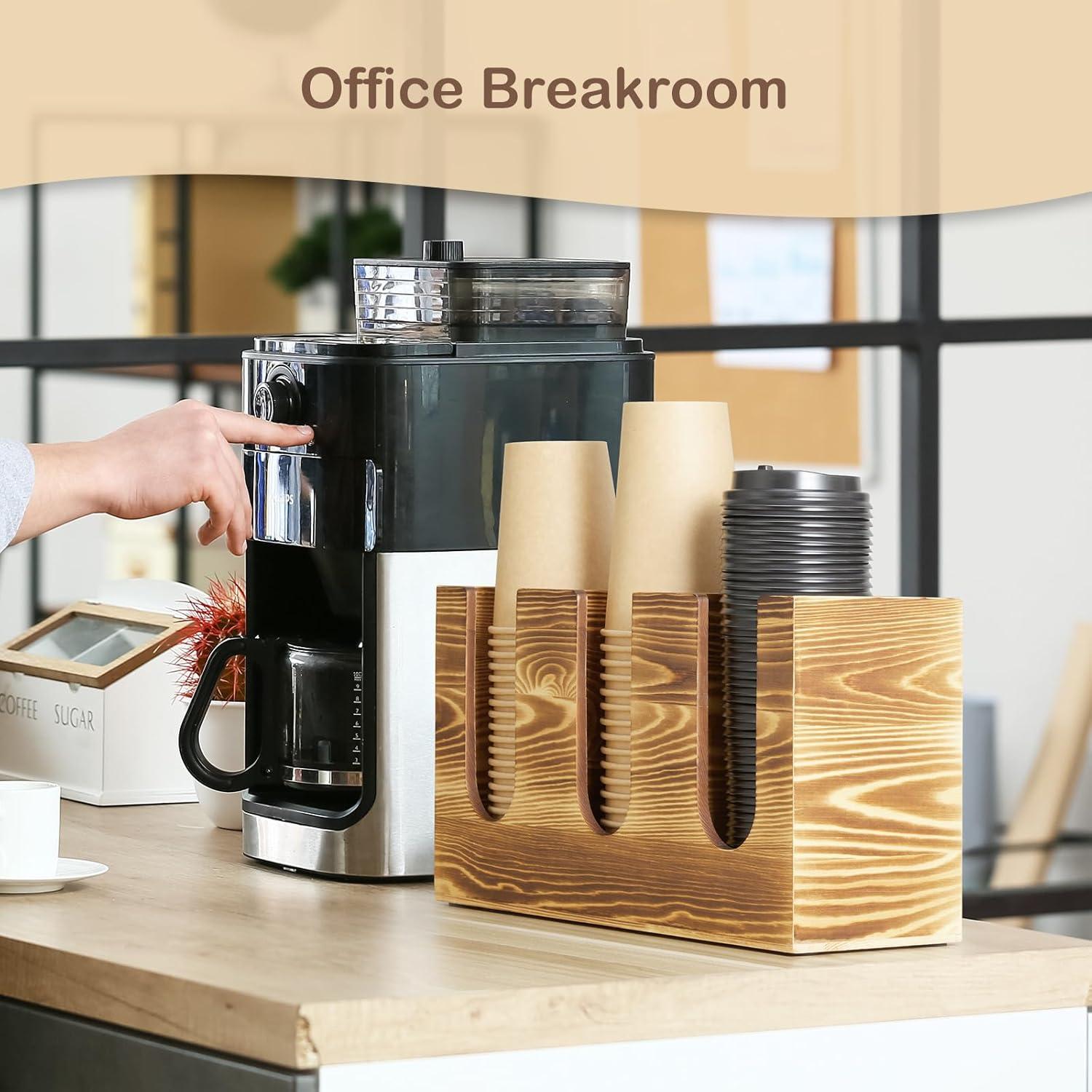 Organizador de tazas de café GCWSTJK de madera con tapa