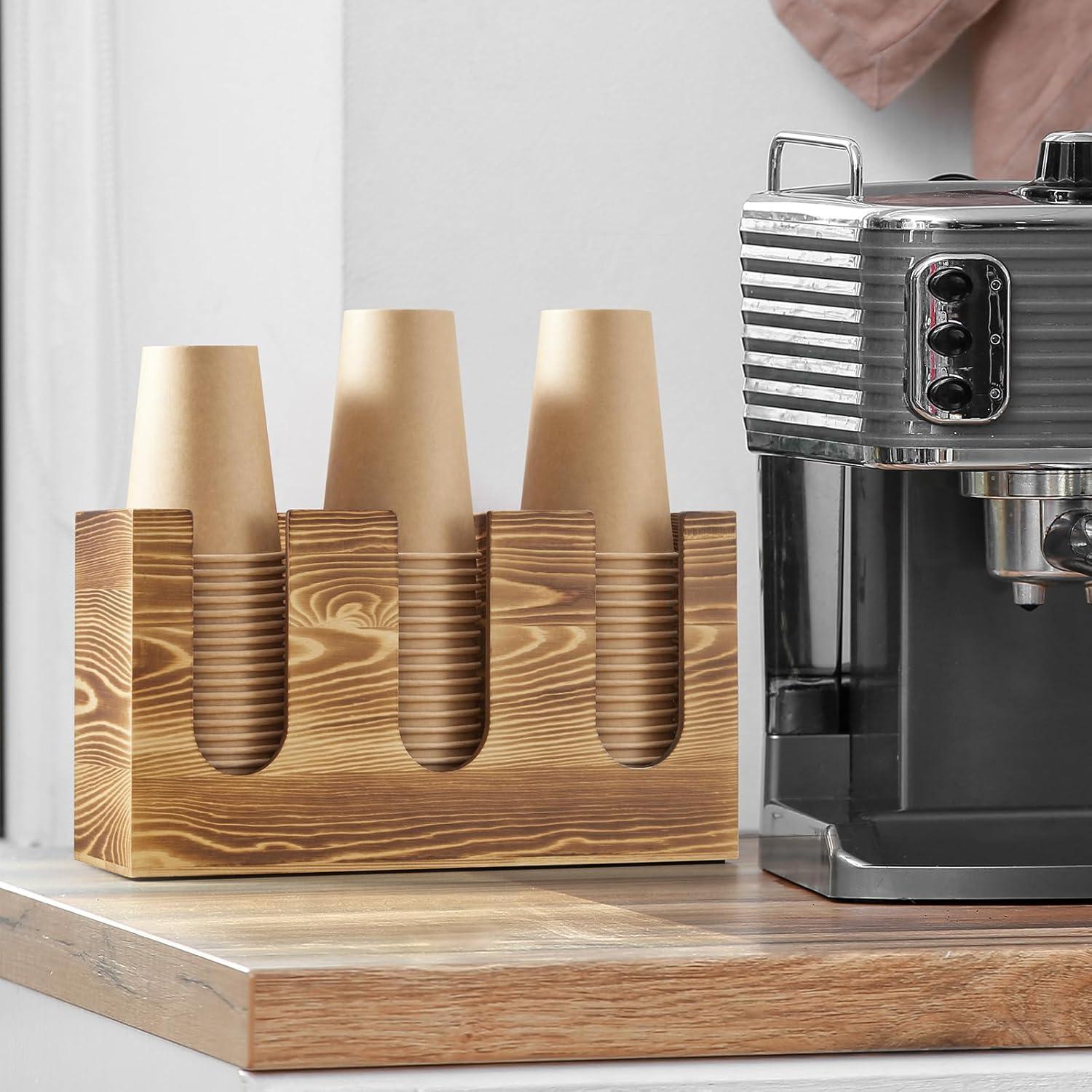 Organizador de tazas de café GCWSTJK de madera con tapa