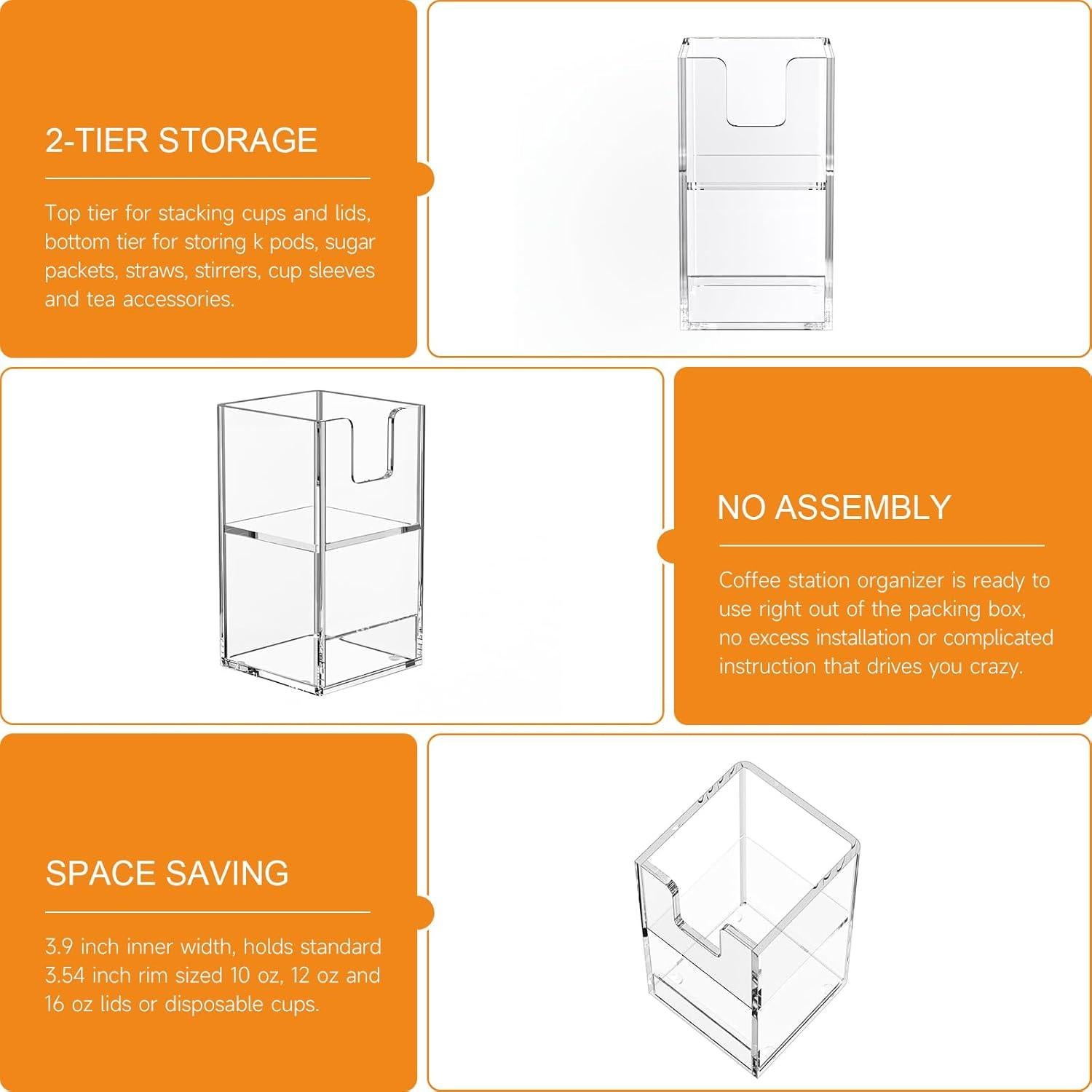 Beego Soporte para Vasos de Acrílico Transparente 2 Niveles