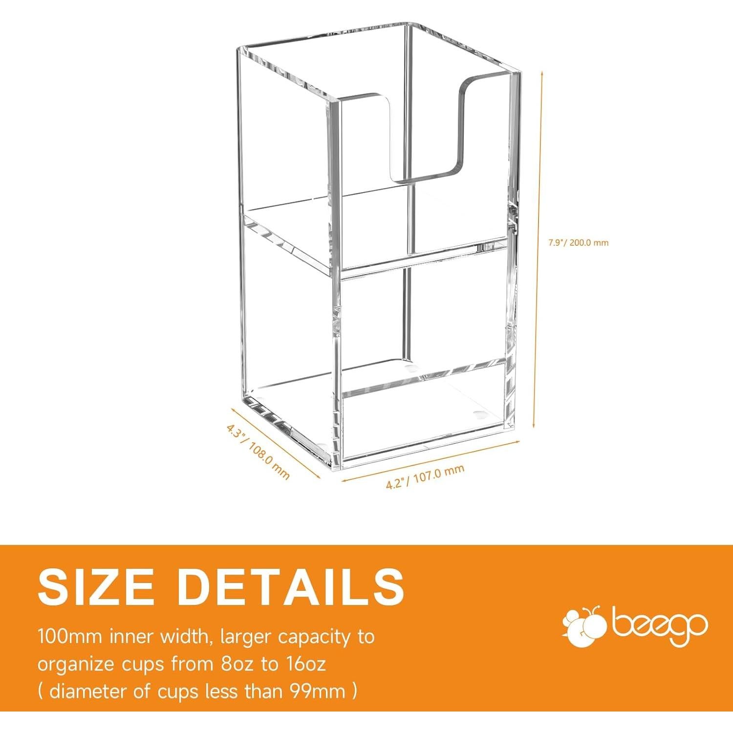 Beego Soporte para Vasos de Acrílico Transparente 2 Niveles