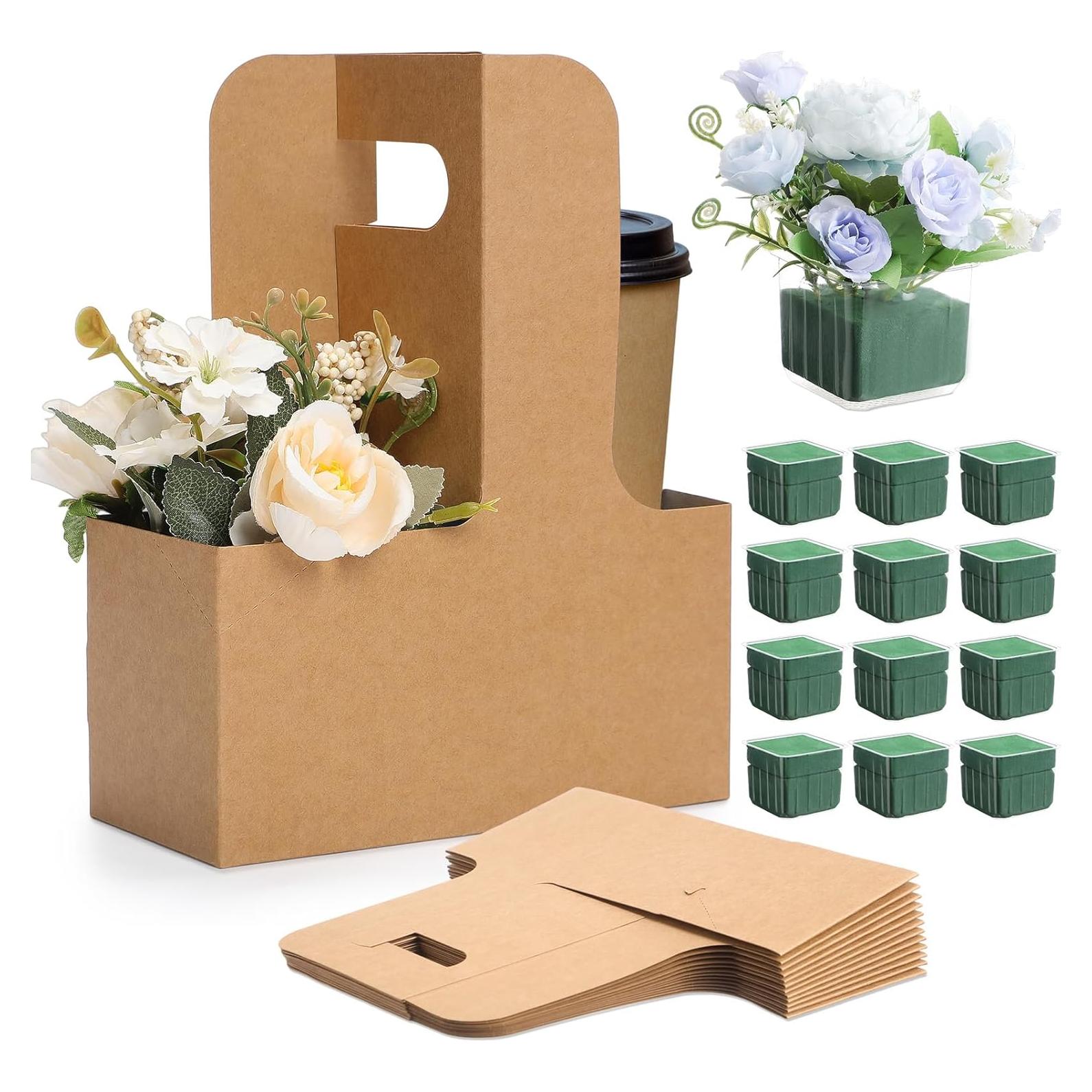 12 Portavasos con Asa Chunful para Bebidas y Flores - Marrón