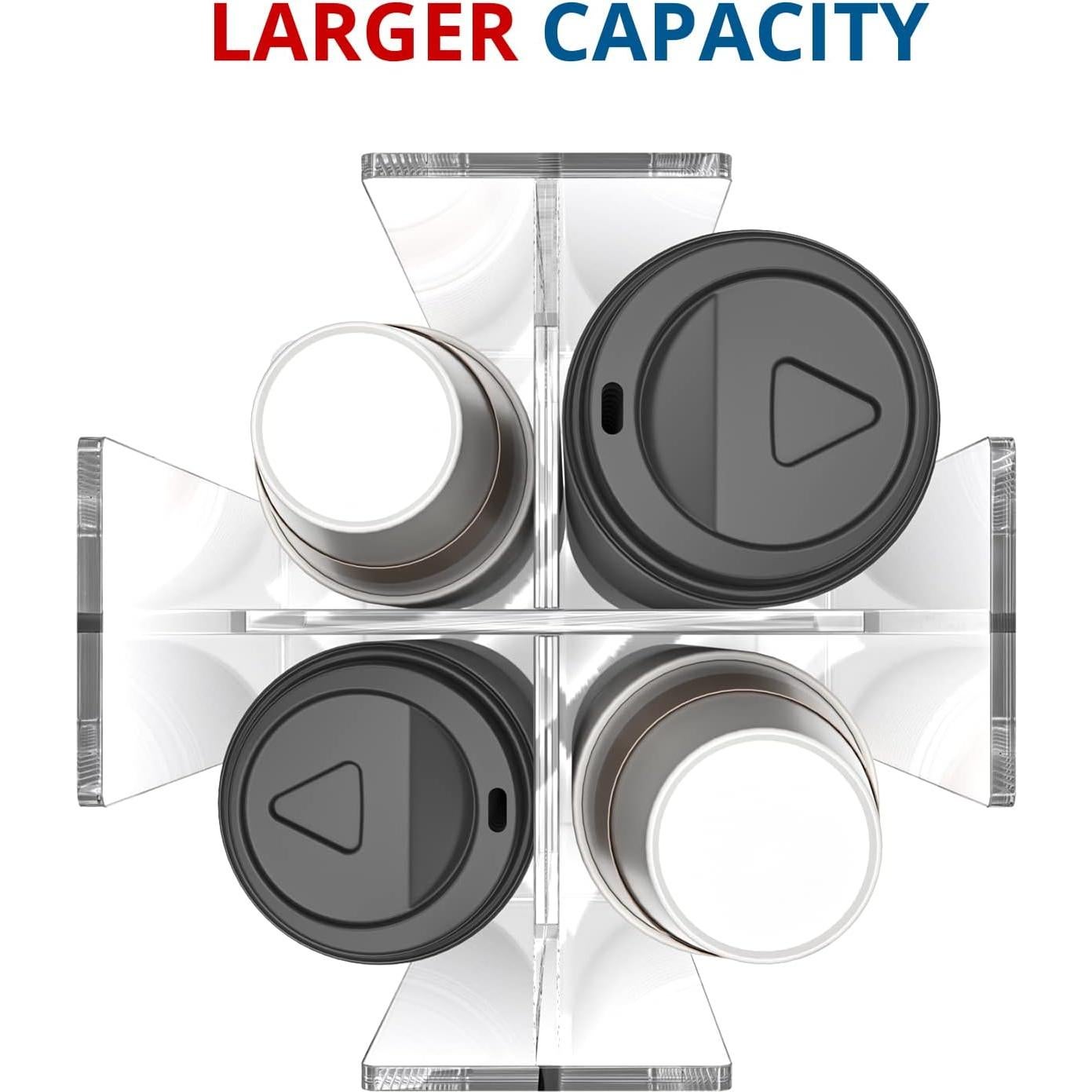 Soporte Organizador de Tazas y Tapas KOTEMON Acrílico 4 Compartimentos