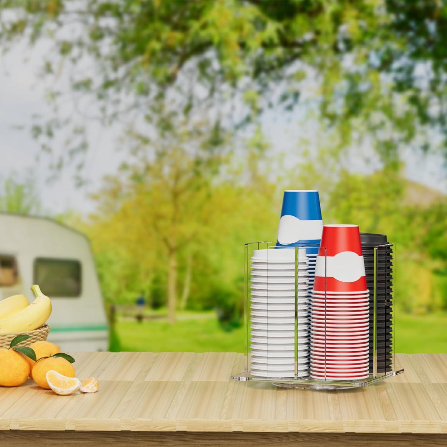 Soporte Organizador de Tazas y Tapas KOTEMON Acrílico 4 Compartimentos