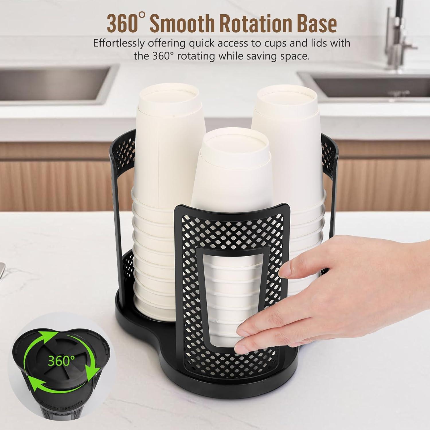 Dispensador de Tazas de Papel Yummy Sam 3 Compartimentos 360°