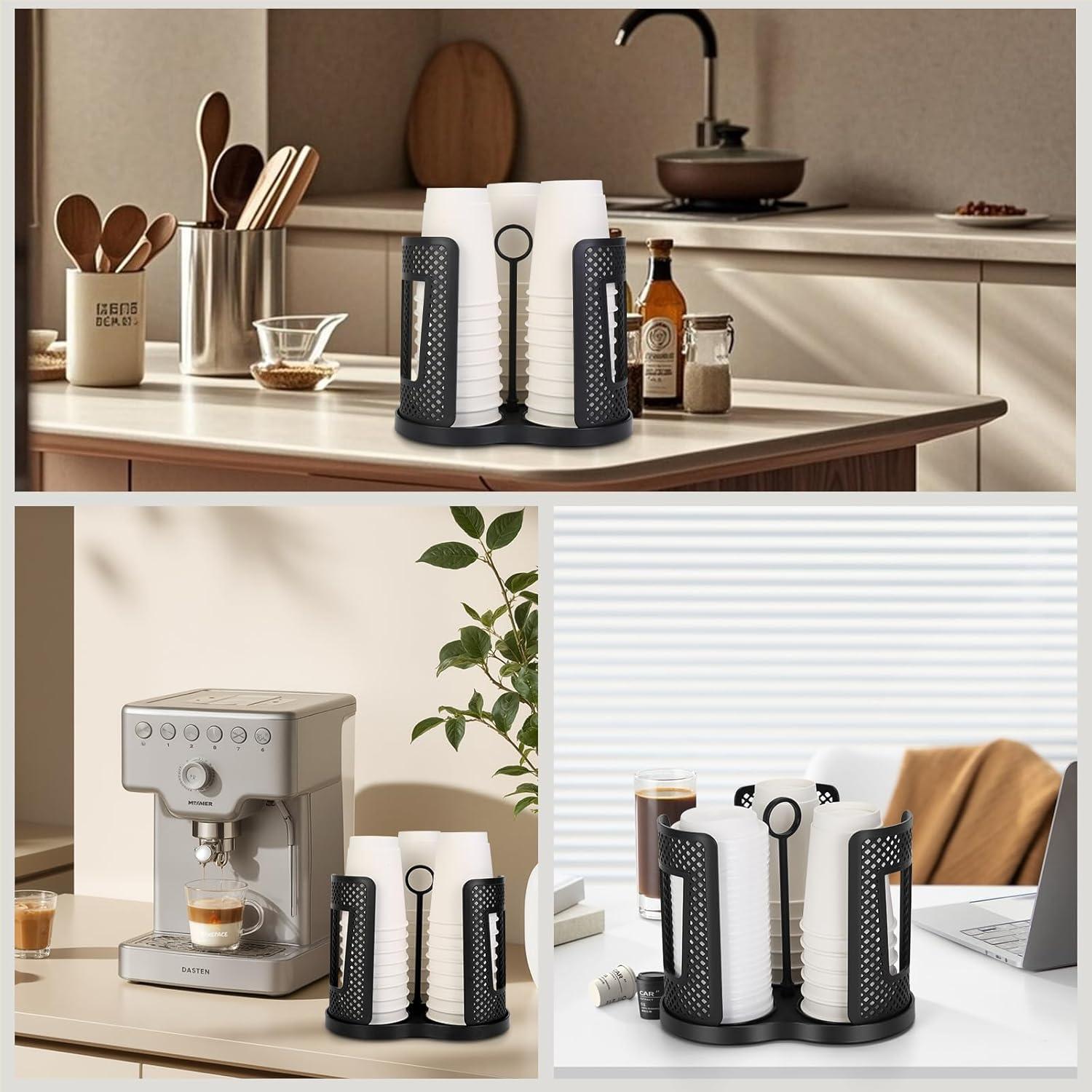 Dispensador de Tazas de Papel Yummy Sam 3 Compartimentos 360°