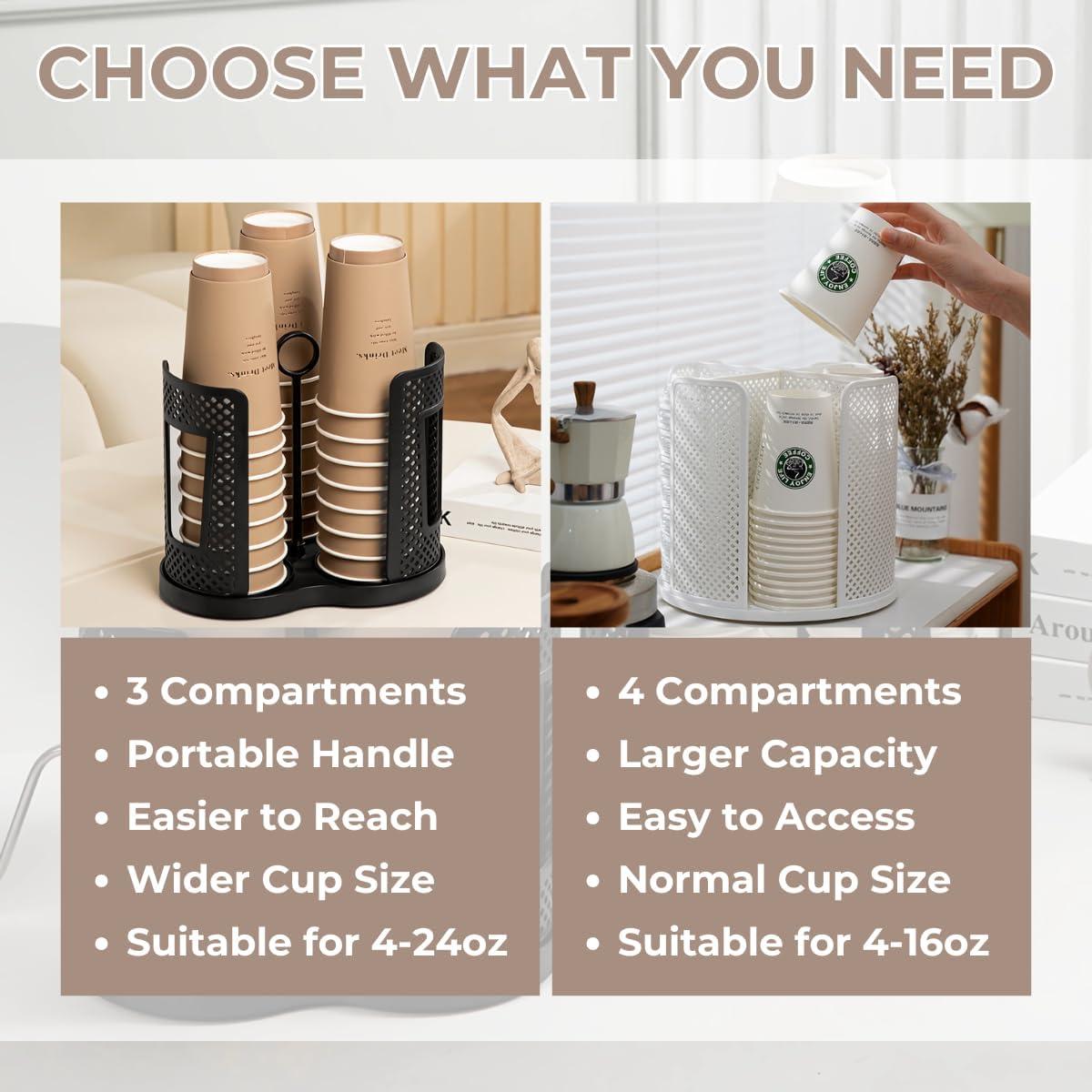 Dispensador de Tazas Rotatorio Atarvana 3 Compartimentos 22.5x19.5cm