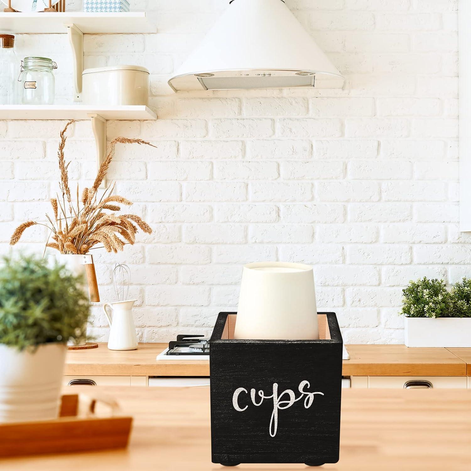 Dispensador de Tazas de Madera Yookeer - 2 Piezas 9.3 cm