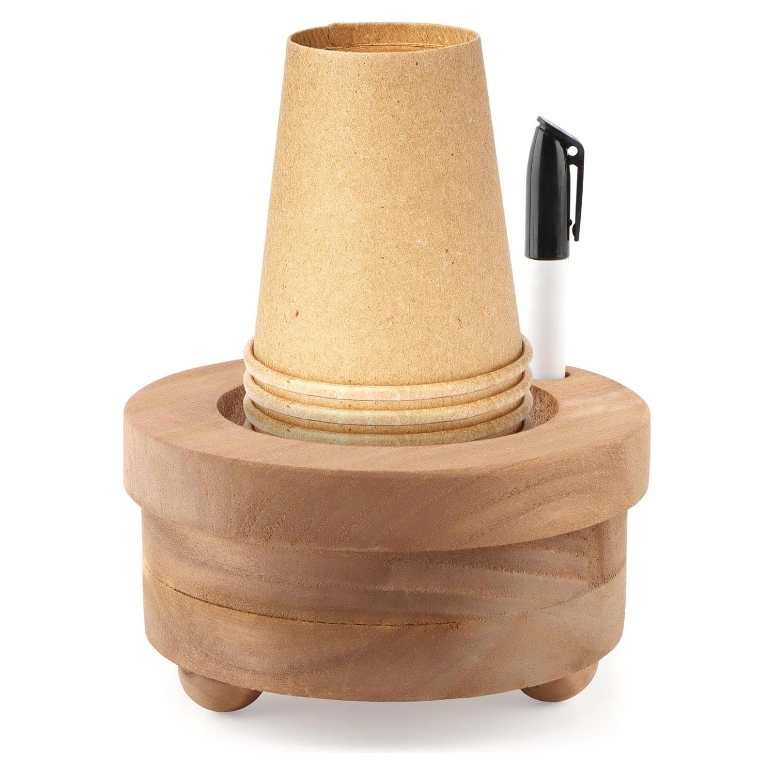 Soporte de Tazas de Madera Zenquark con Ranura para Marcador