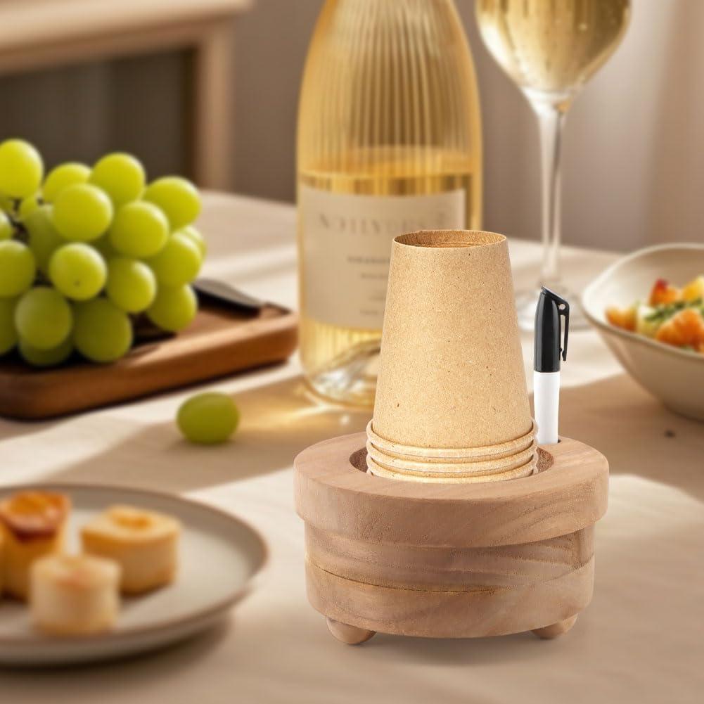 Soporte de Tazas de Madera Zenquark con Ranura para Marcador