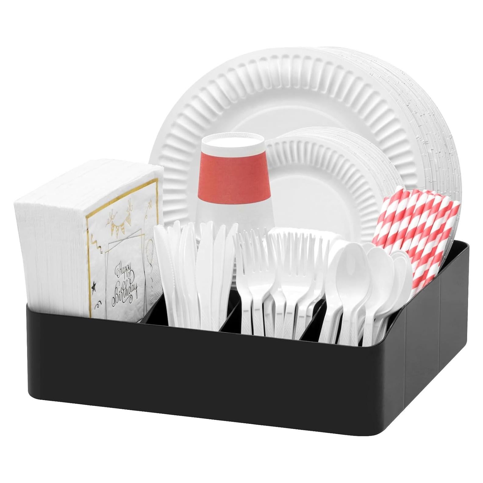 Organizador de Platos de Papel Lifewit Negro con 7 Compartimentos