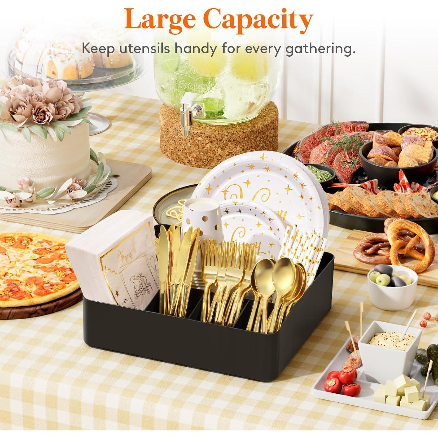 Organizador de Platos de Papel Lifewit Negro con 7 Compartimentos