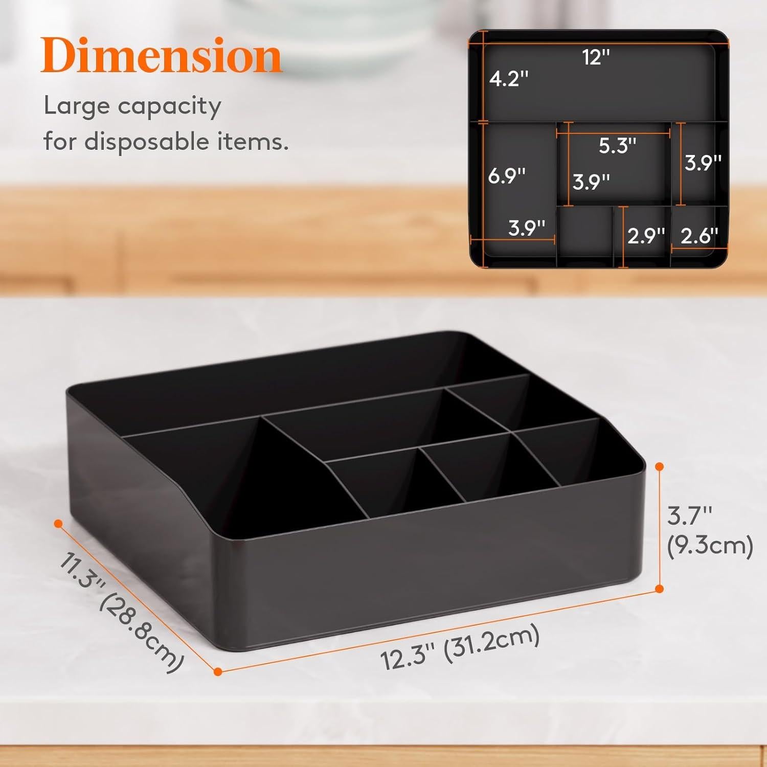 Organizador de Platos de Papel Lifewit Negro con 7 Compartimentos