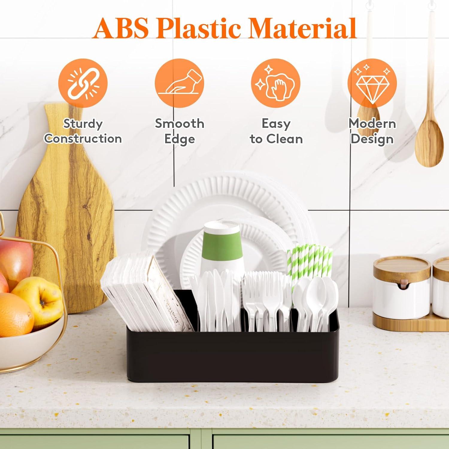 Organizador de Platos de Papel Lifewit Negro con 7 Compartimentos