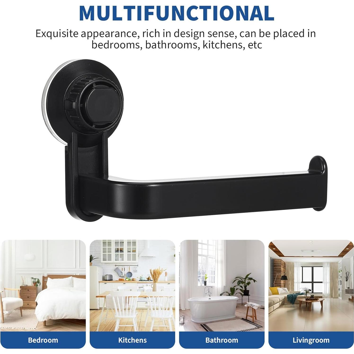 Soporte de Papel Higiénico Montado en Pared Operitacx Negro ABS